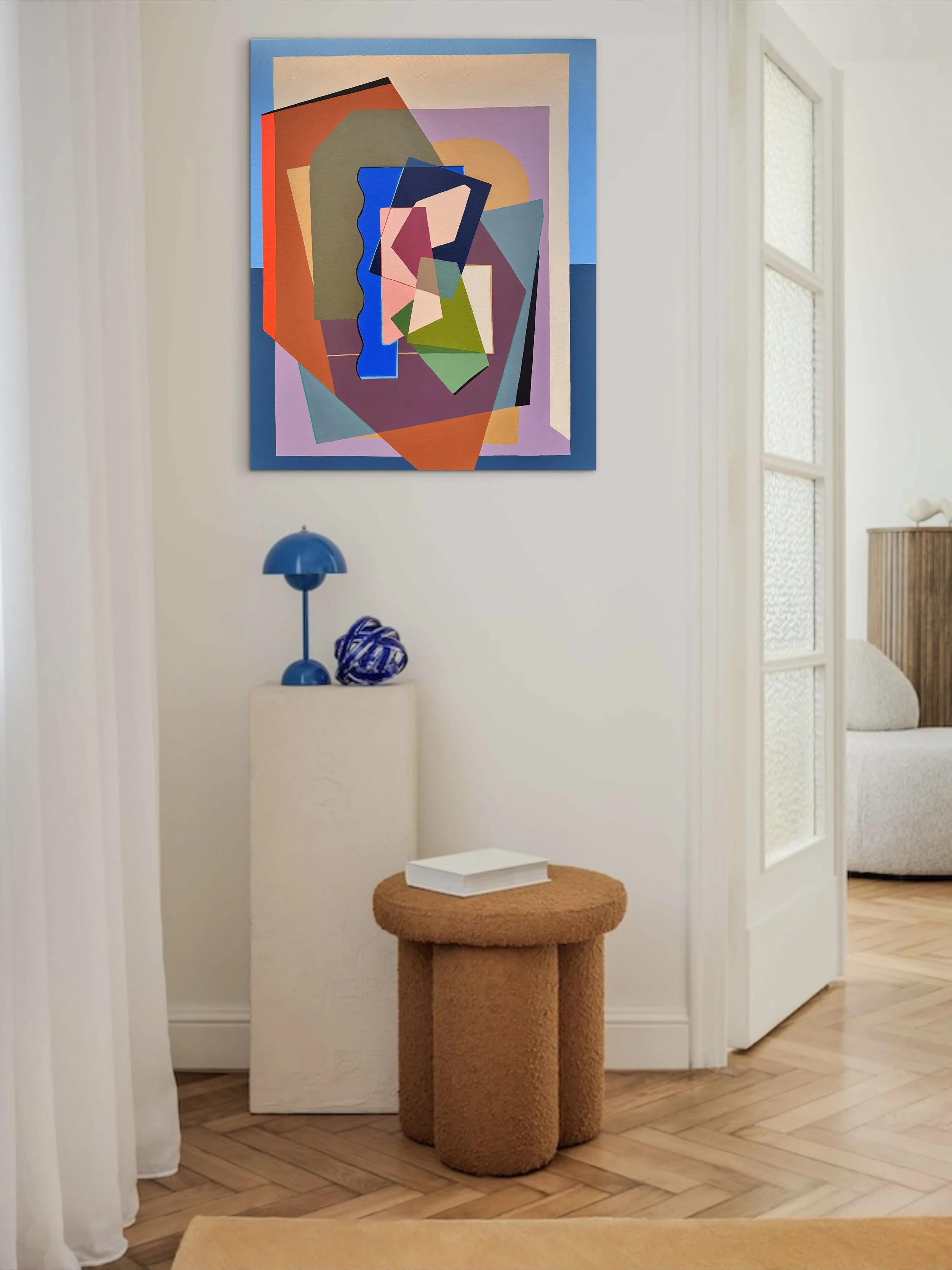 Bold mid century modern original artwork by Gina Ward now available to buy online. Free shipping Australia. Colourful composition