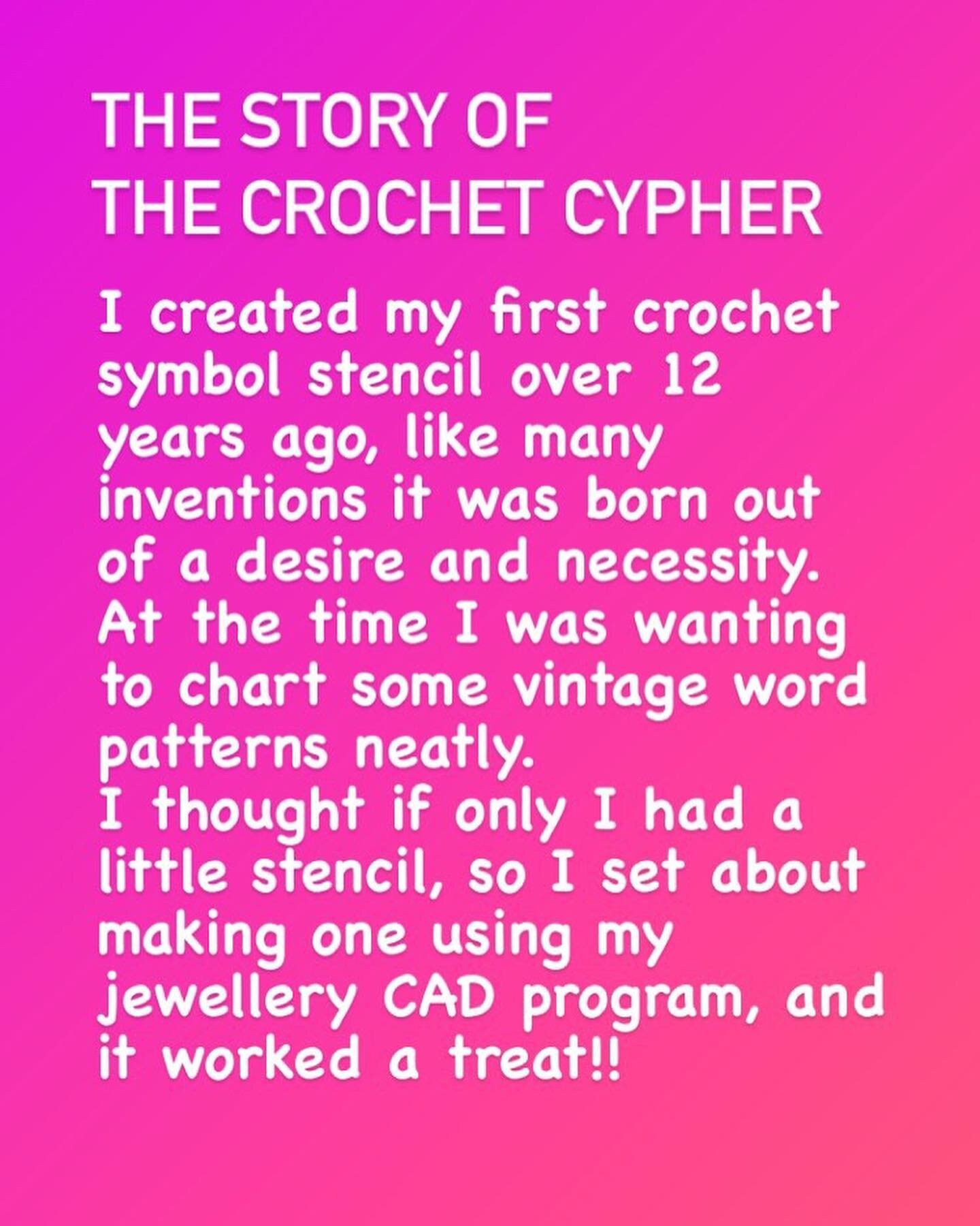 I created my first crochet symbol stencil over 12 years ago, like many inventions it was born out of a desire and necessity. At the time I was wanting to chart some vintage word patterns neatly. 
I thought if only I had a little stencil, so I set ab