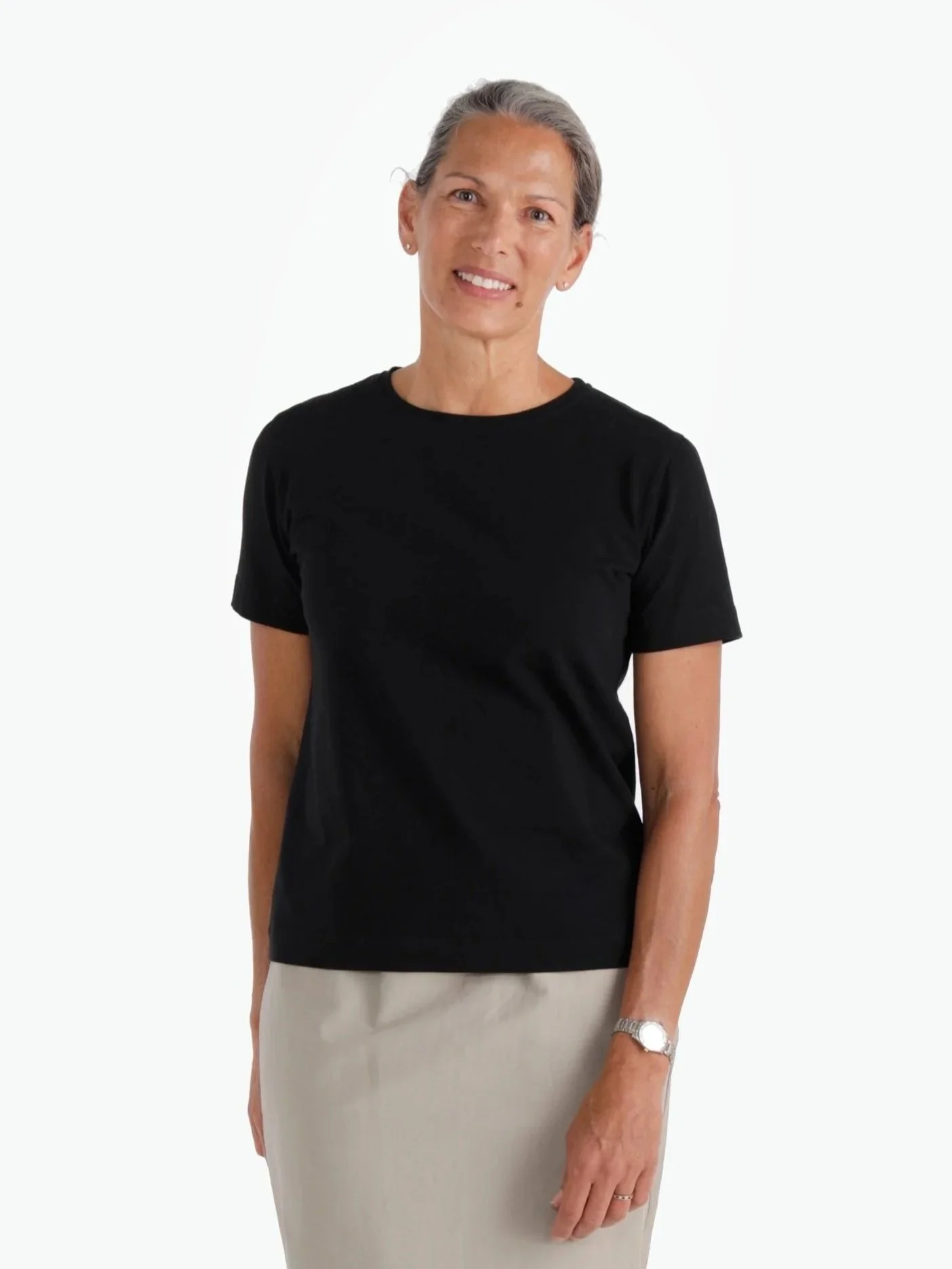 CLASSIC COTTON TEE IN BLACK IN BLACK-WHITE-GINGER