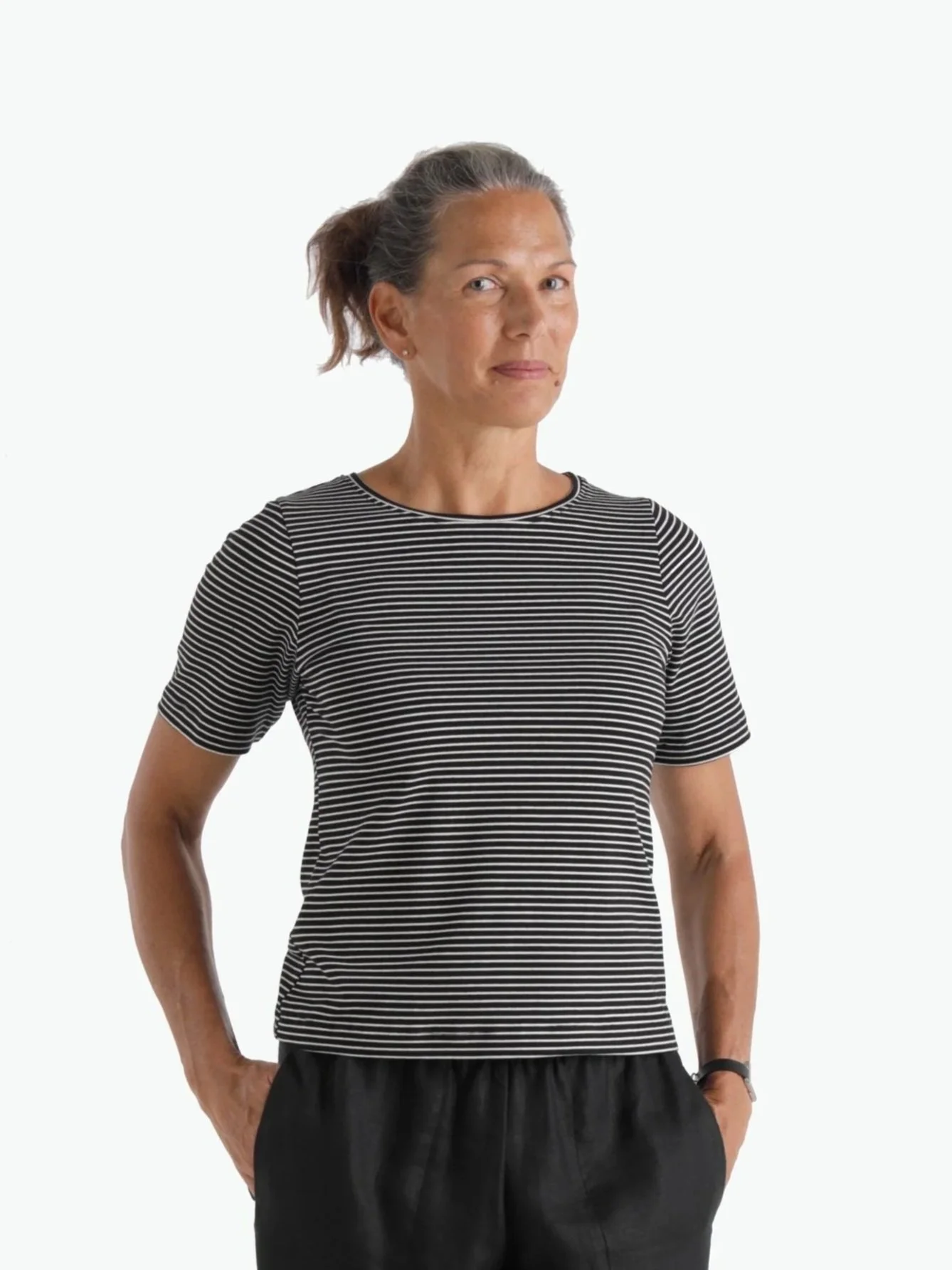 CLASSIC COTTON TEE IN BLACK STRIPE