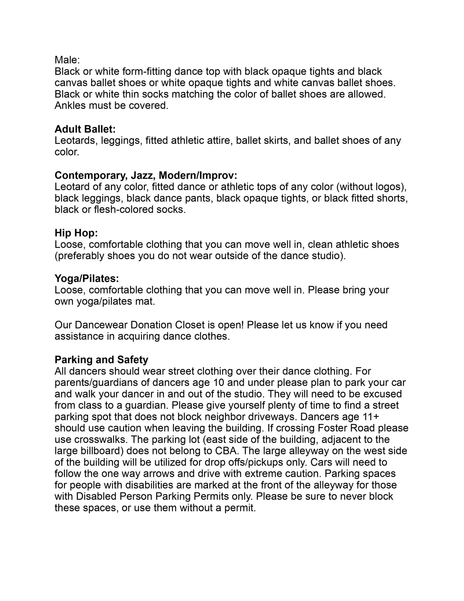 Studio Guidelines — classicalballetacademy