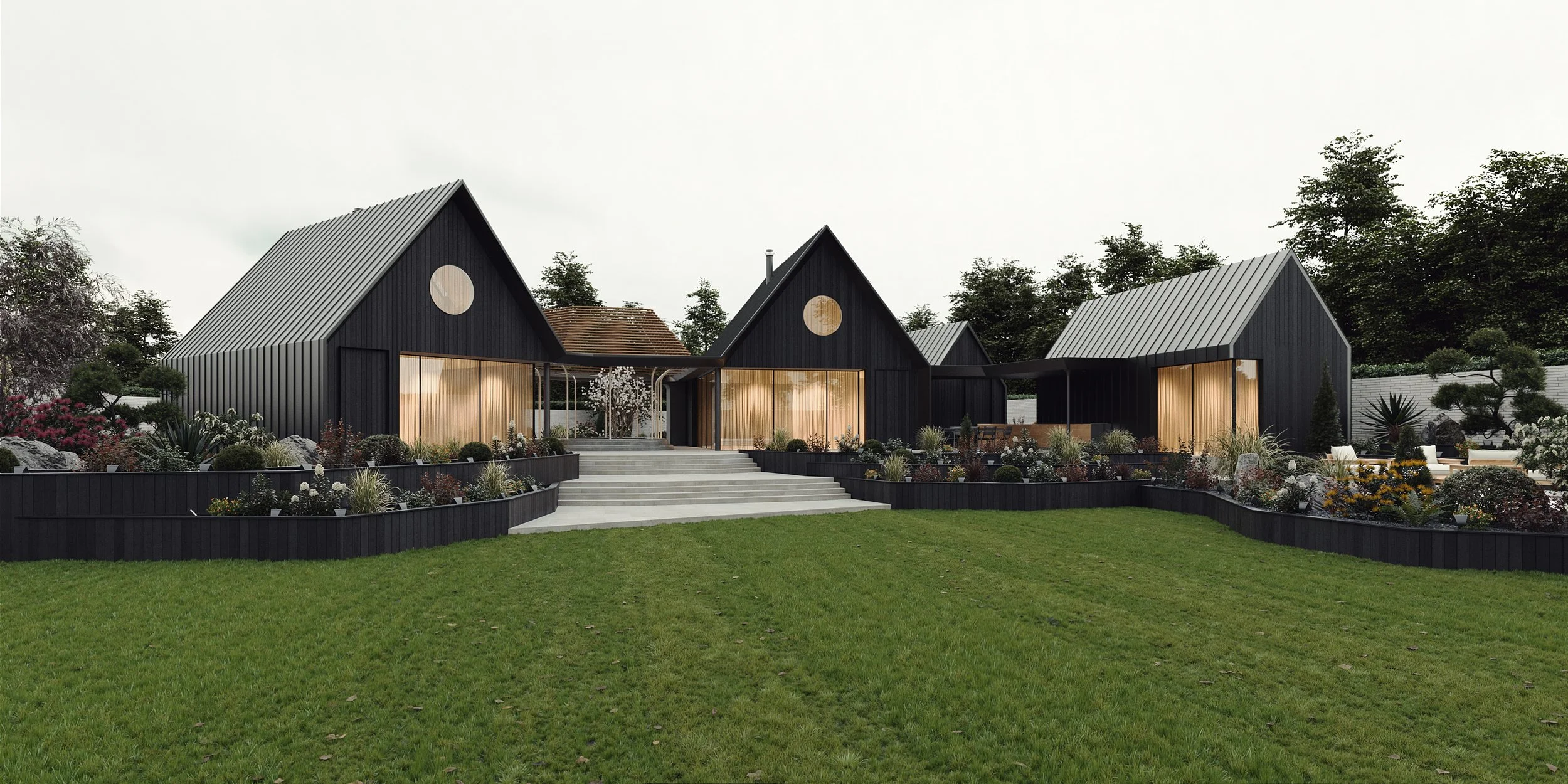 Supreme quality architectural design home. Features wooden clad walls and zinc roof.