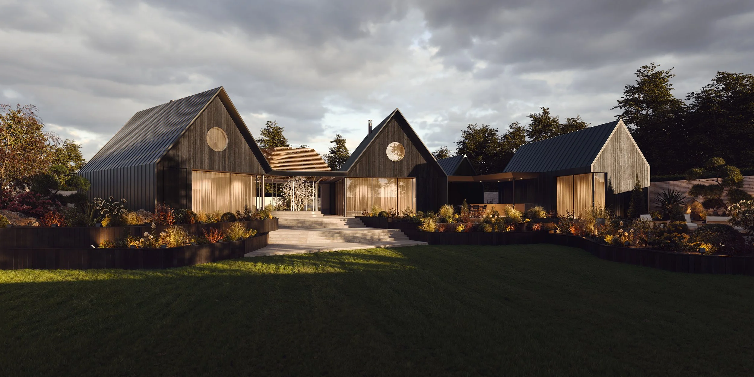 Supreme quality architectural design home. Features wooden clad walls and zinc roof.