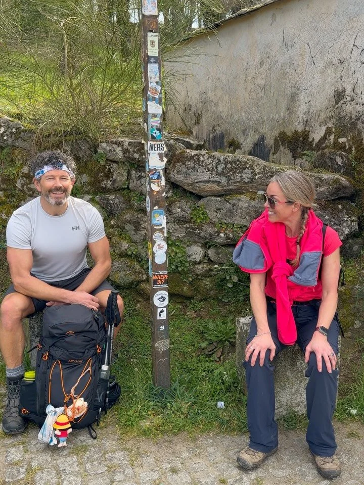 Day two: Cami&ntilde;o trail 🥾

Our official first day on the trail. We set off from Sarria for the 21.5km hike to Portomar&iacute;n. Our feet were fresh and enthusiasm high. 

I managed to feed a poddy calf and Paul continued to meet lots of dogs. 