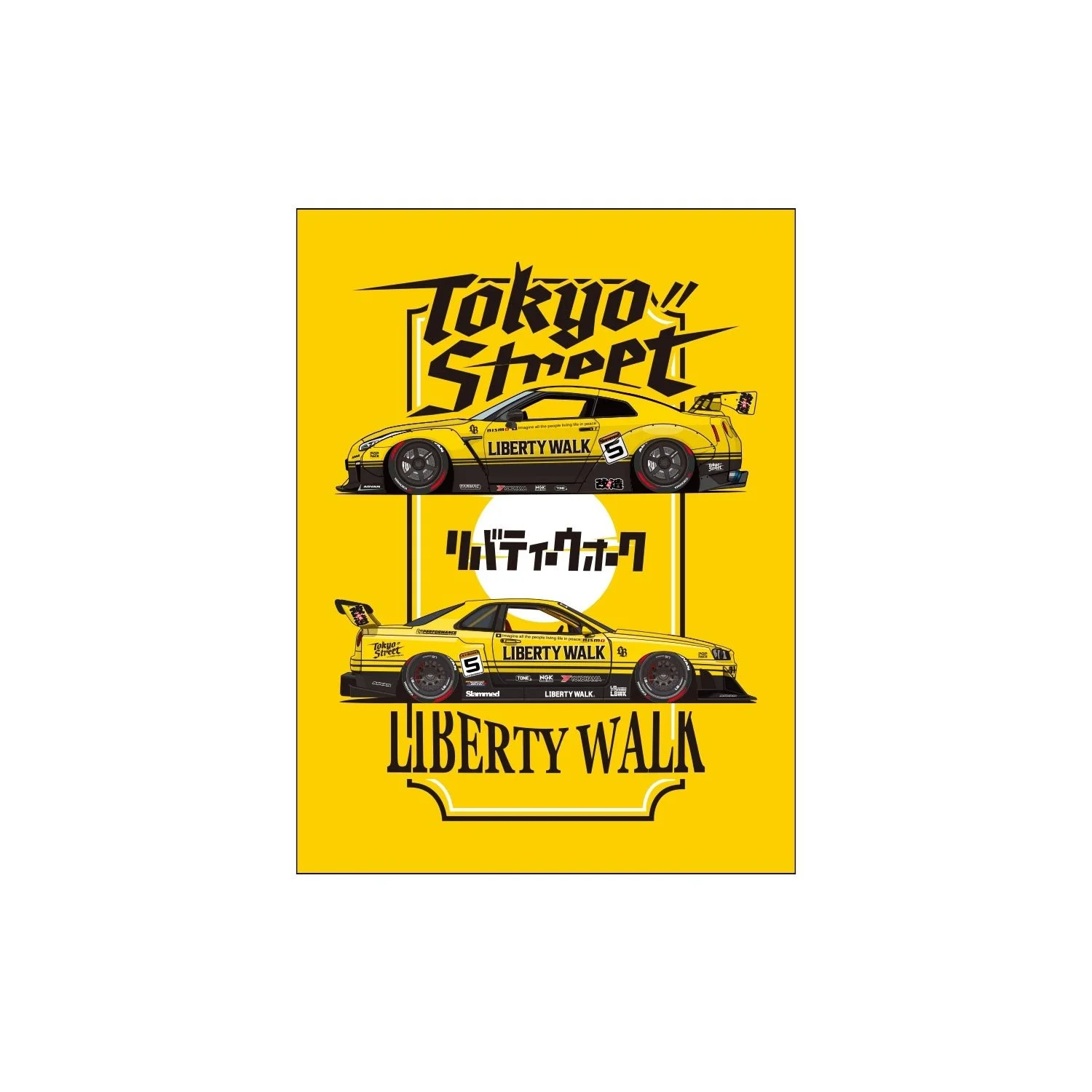 LIBERTY WALK Tokyo Street Box Logo 35 34 Yellow Square Sticker
