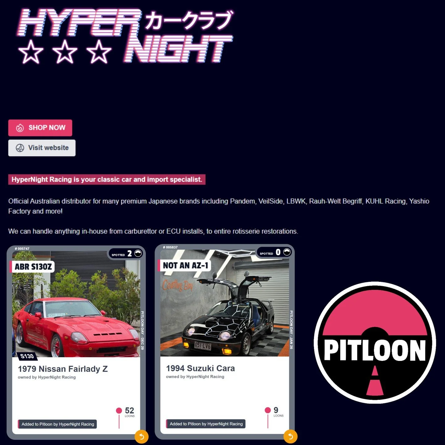 Have you heard of PITLOON? 

It's a carspotting and community app with real potential. 
We're an official brand rep there! 

You can follow the story of our workshop cars, and see the specific mods and upgrades being done! 

Each car has a unique cod