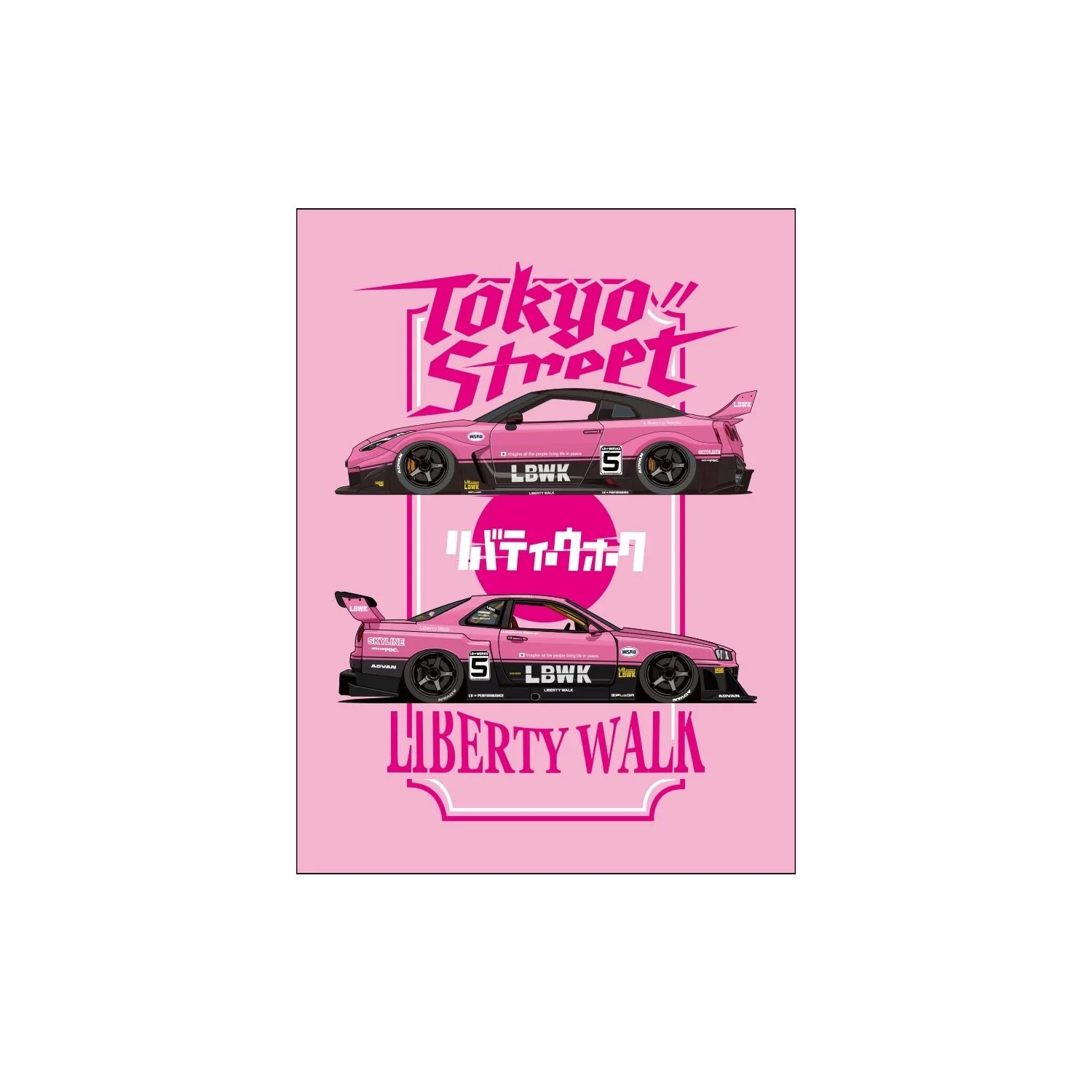 LIBERTY WALK Tokyo Street Box Logo 35 34 Pink Square Sticker
