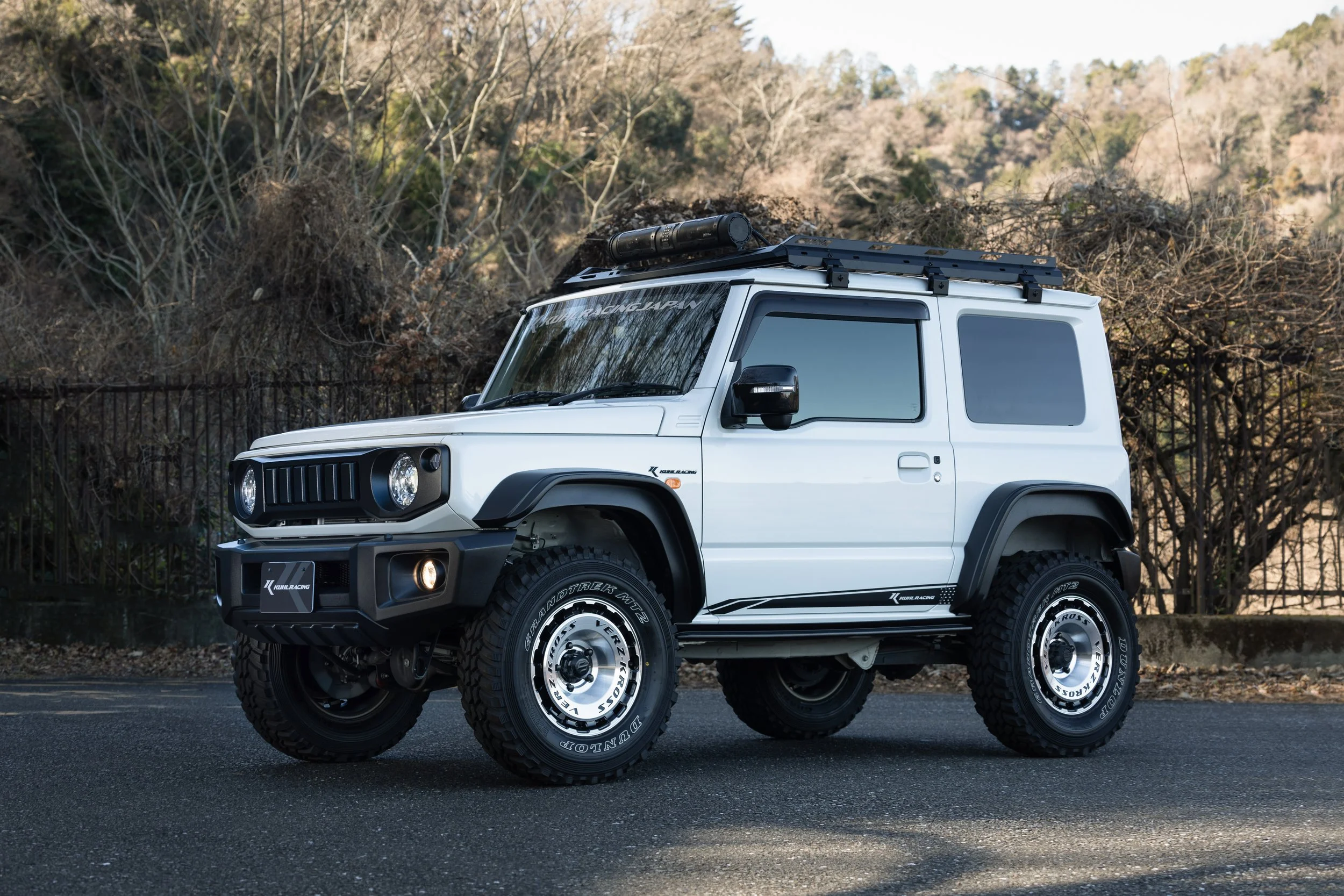 KUHL 74R-GT II Suzuki Jimny Sierra JB74W full aero kit, front three-quarter view