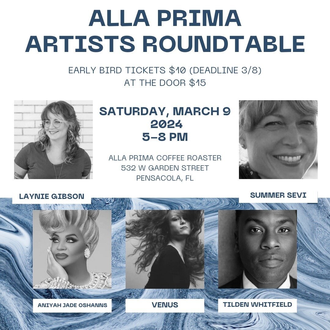 Join us for a night of inspiration at the Alla Prima Artists Roundtable! This Saturday, March 9, from 5-8 pm, five artists from different genres will be sharing their personal creative journeys in this public talk with Q &amp; A. To purchase earlybir