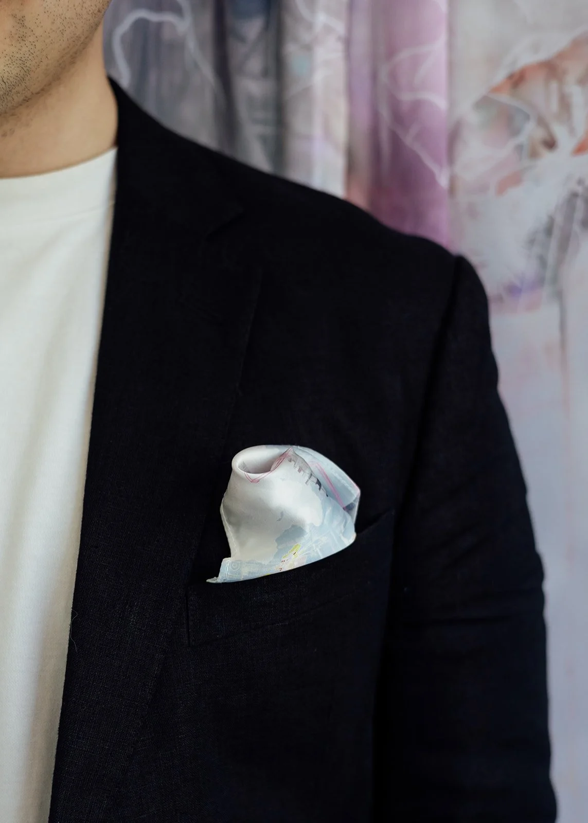 Emclectic custom artwork Melbourne Exhibition Ladder Art Space Kew custom satin scarf