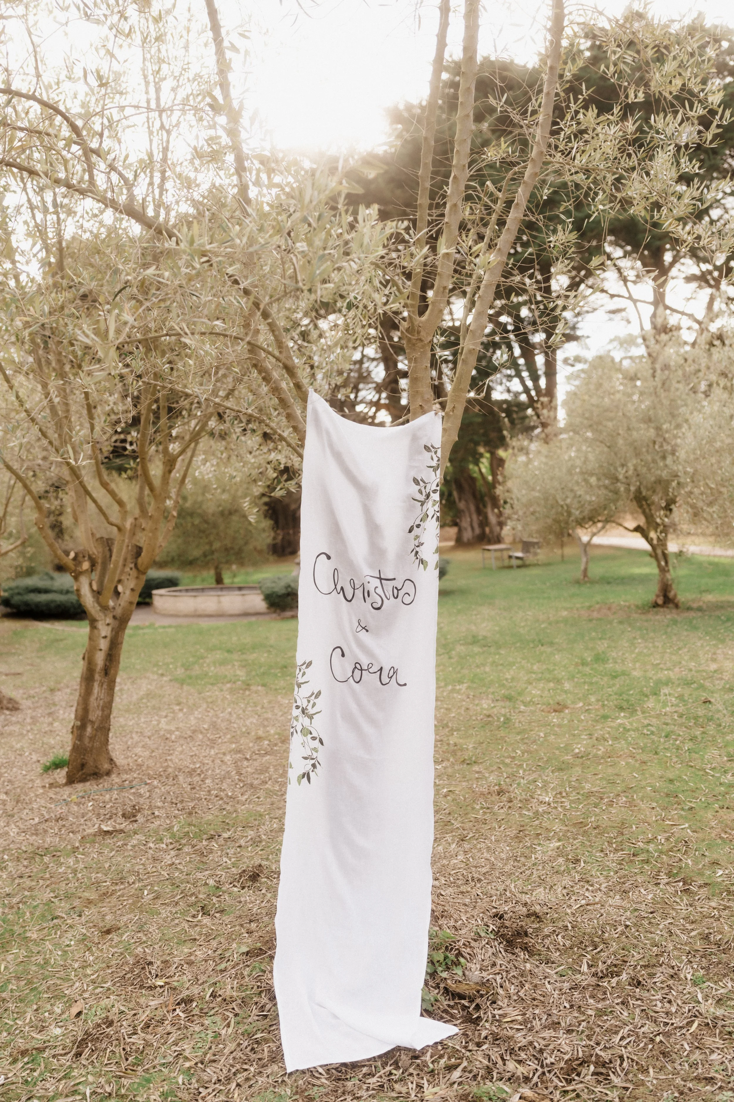 Greek Church Red Hill fabric welcome sign