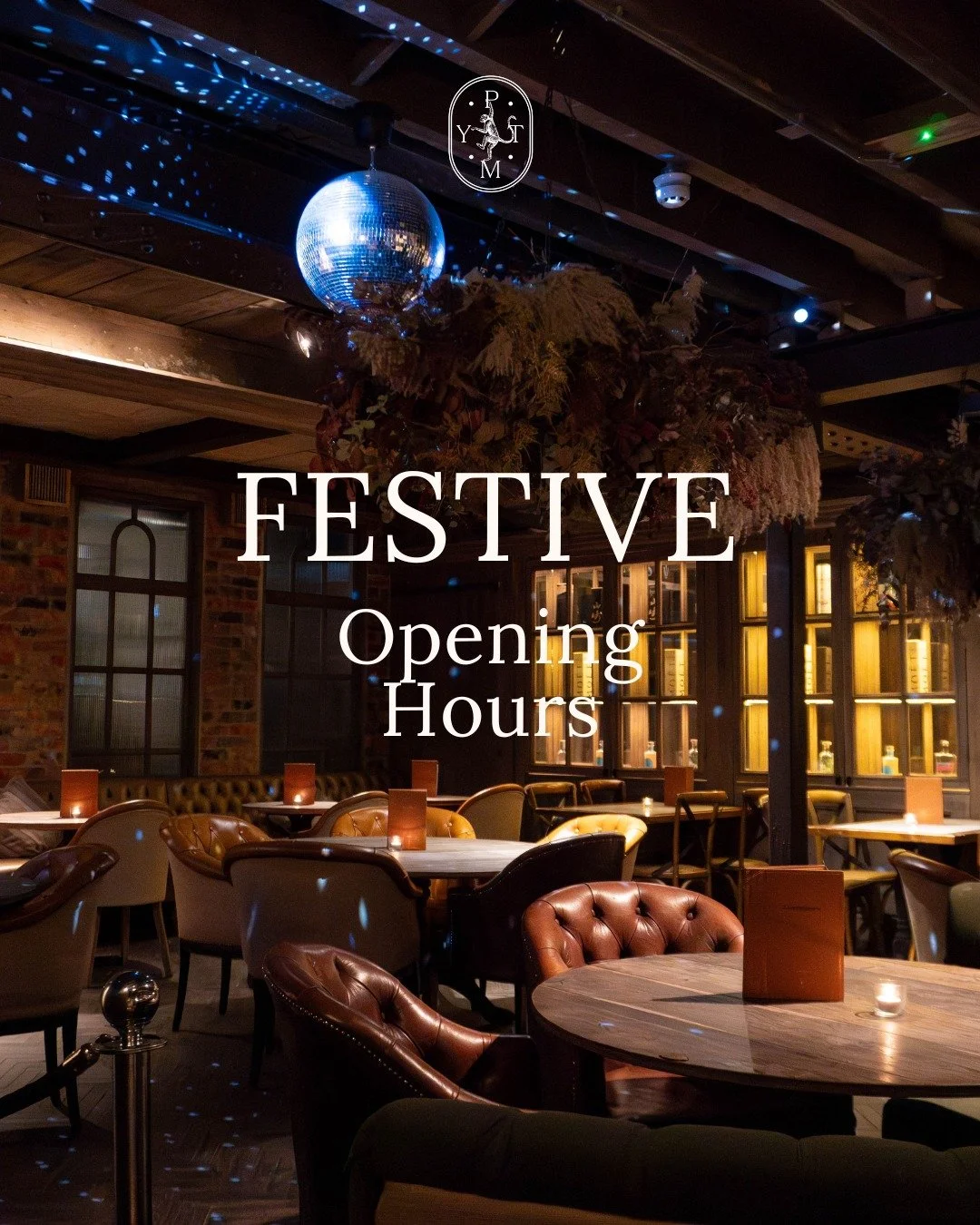 Planning your Christmas meet-ups? Here are our opening times over the festive period:

🍽️ Restaurant
Christmas Eve: 12pm &ndash; 6pm
Christmas Day: Closed
Boxing Day: Closed
New Year&rsquo;s Eve: 12pm &ndash; 3pm

🍸 Bar
Christmas Eve: 11am &ndash; 