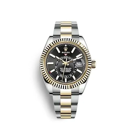 Rolex Steel Gold Sky-Dweller Black Dial 326933