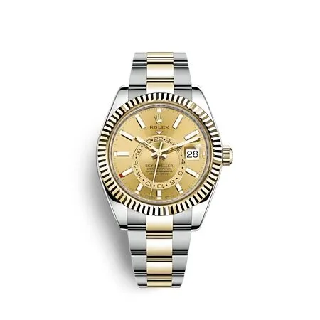 Rolex Steel Gold Sky-Dweller Champagne Dial 326933