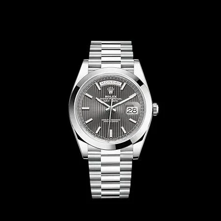 Rolex Platinum President Dark Rhodium Strip Index Dial 228206