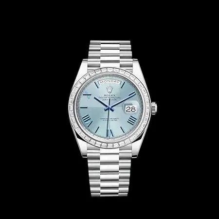 Rolex Platinum Presiden Blue Diamond Bezel Ref 228206