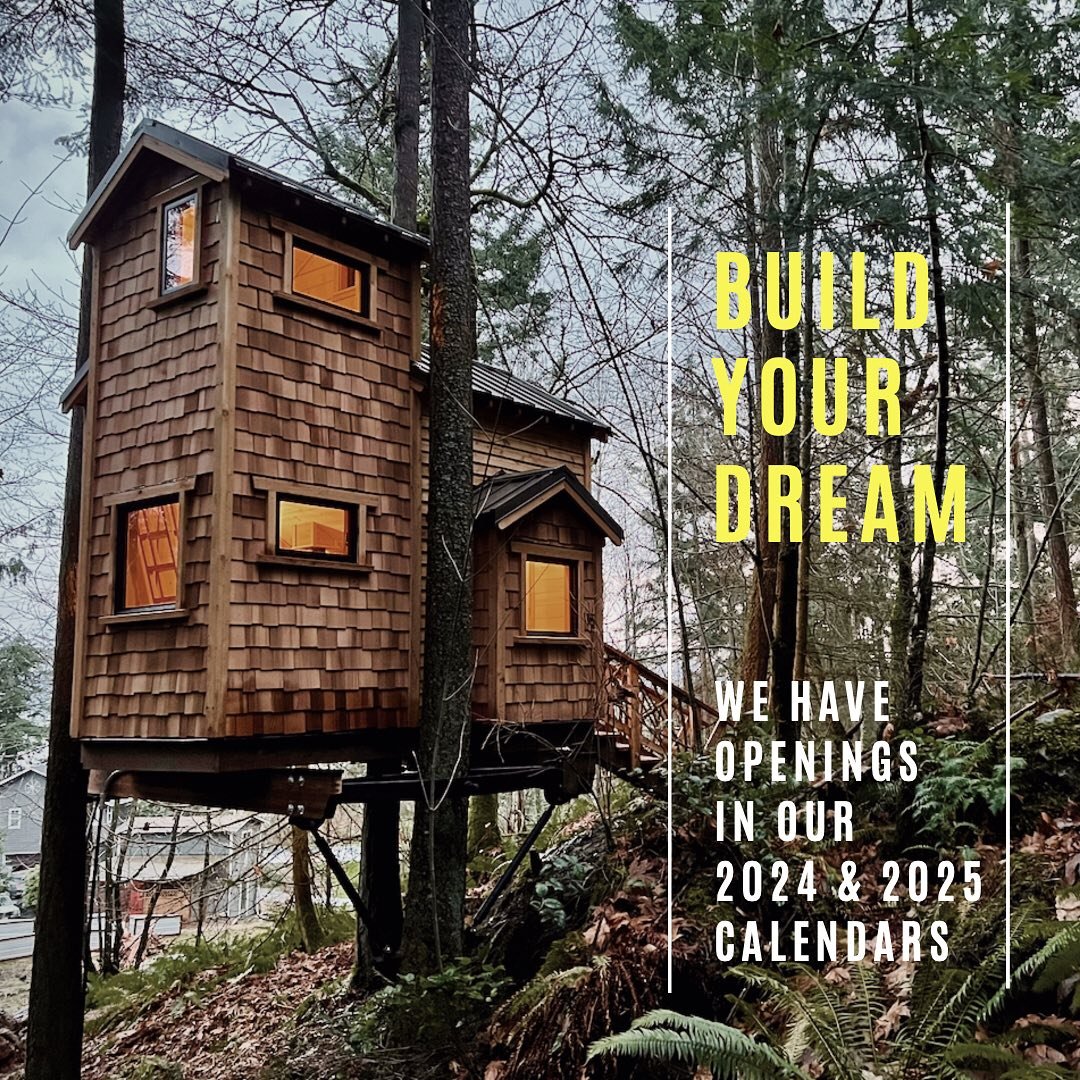 Our build calendar has openings and we&rsquo;re looking to meet new clients!

Are you or someone you know wanting to build something special?  We have openings in our 2024 and 2025 build calendars for any size treehouse, cabin, sauna, houseboat, or&h