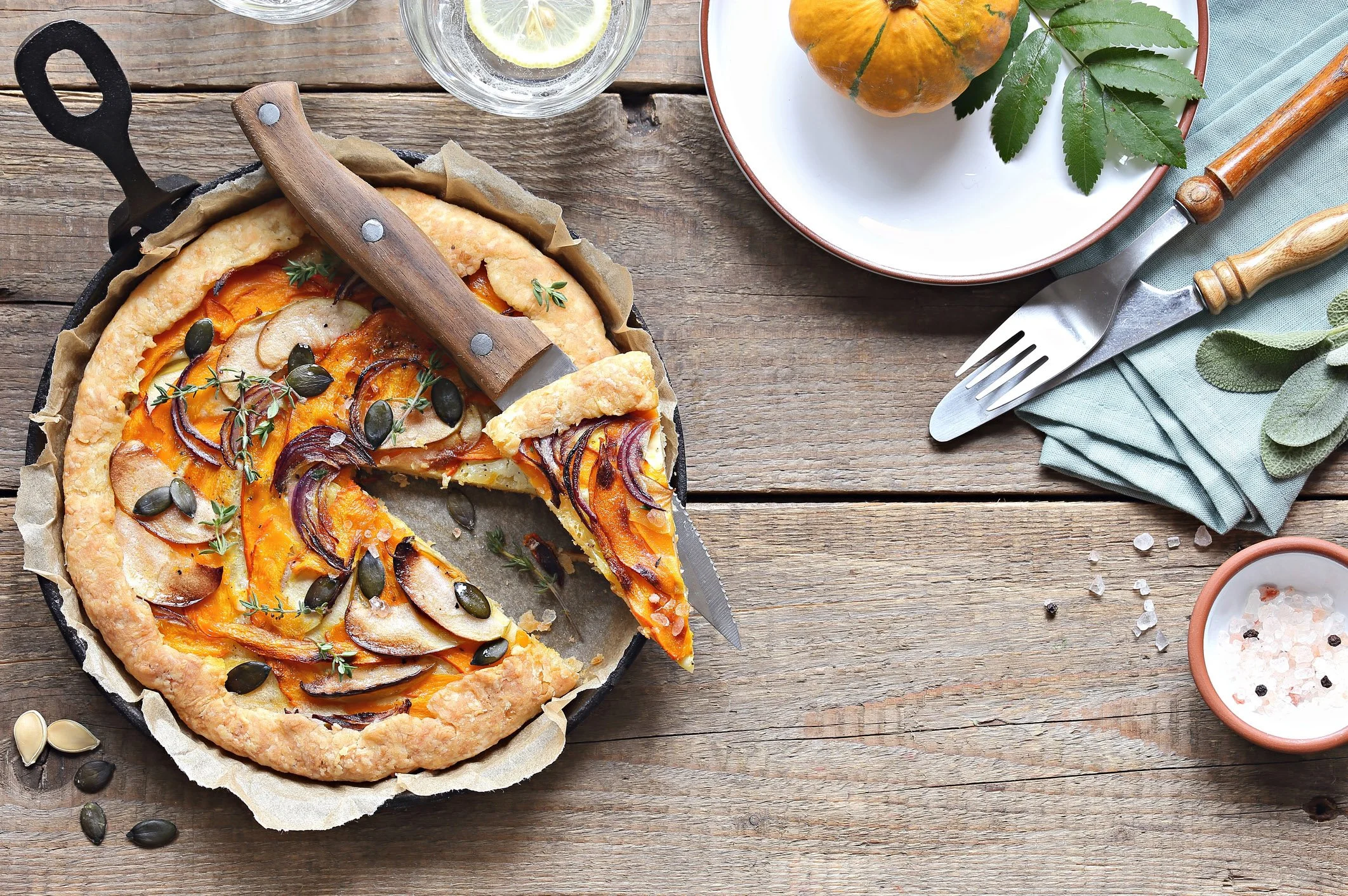 Kürbis-Apfel-Galette