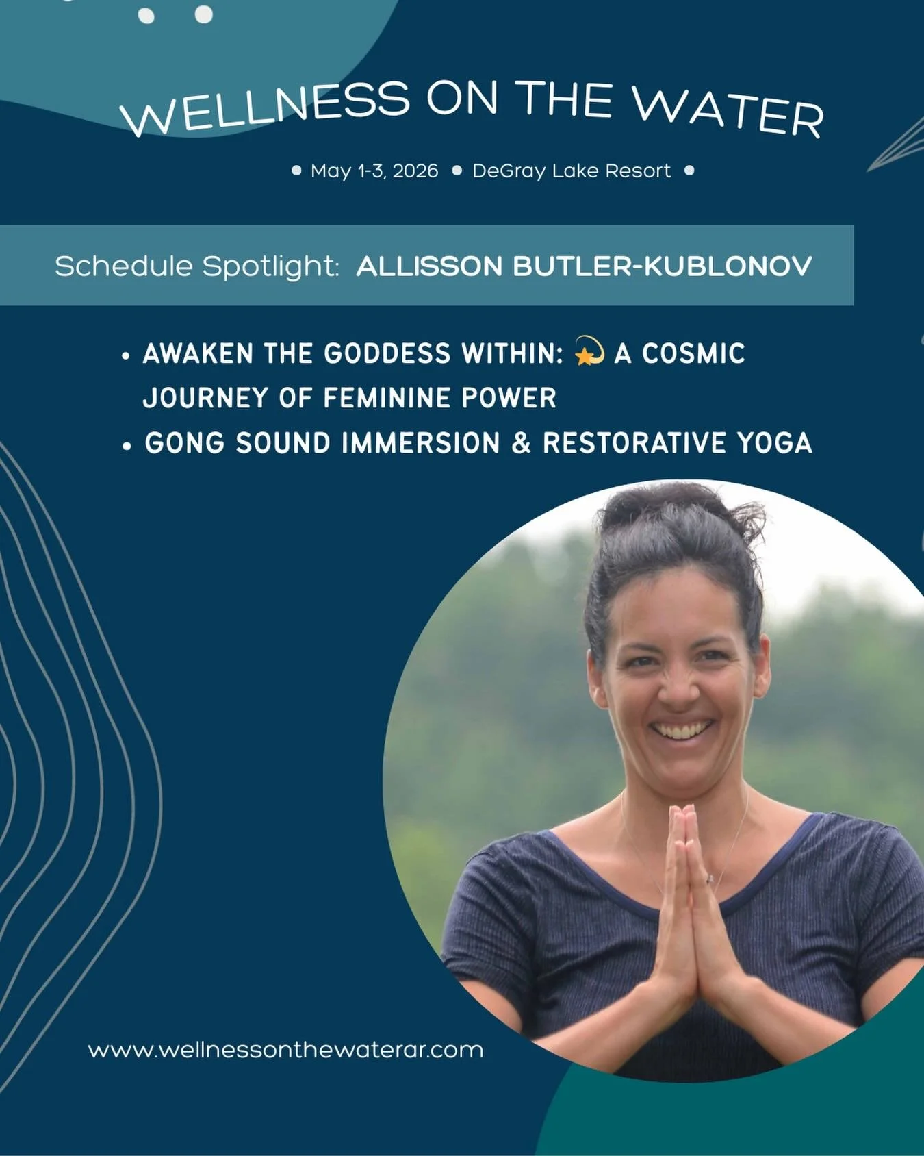 Schedule Spotlight ✨
Meet Allisson Butler-Kublonov 🌊 of Bee Well Yoga Studio 🧘&zwj;♀️
Step into a weekend of deep presence, powerful energy, and restorative sound:
⭐ Awaken the Goddess Within
🔔 Gong Sound Immersion &amp; Restorative Yoga
This is t