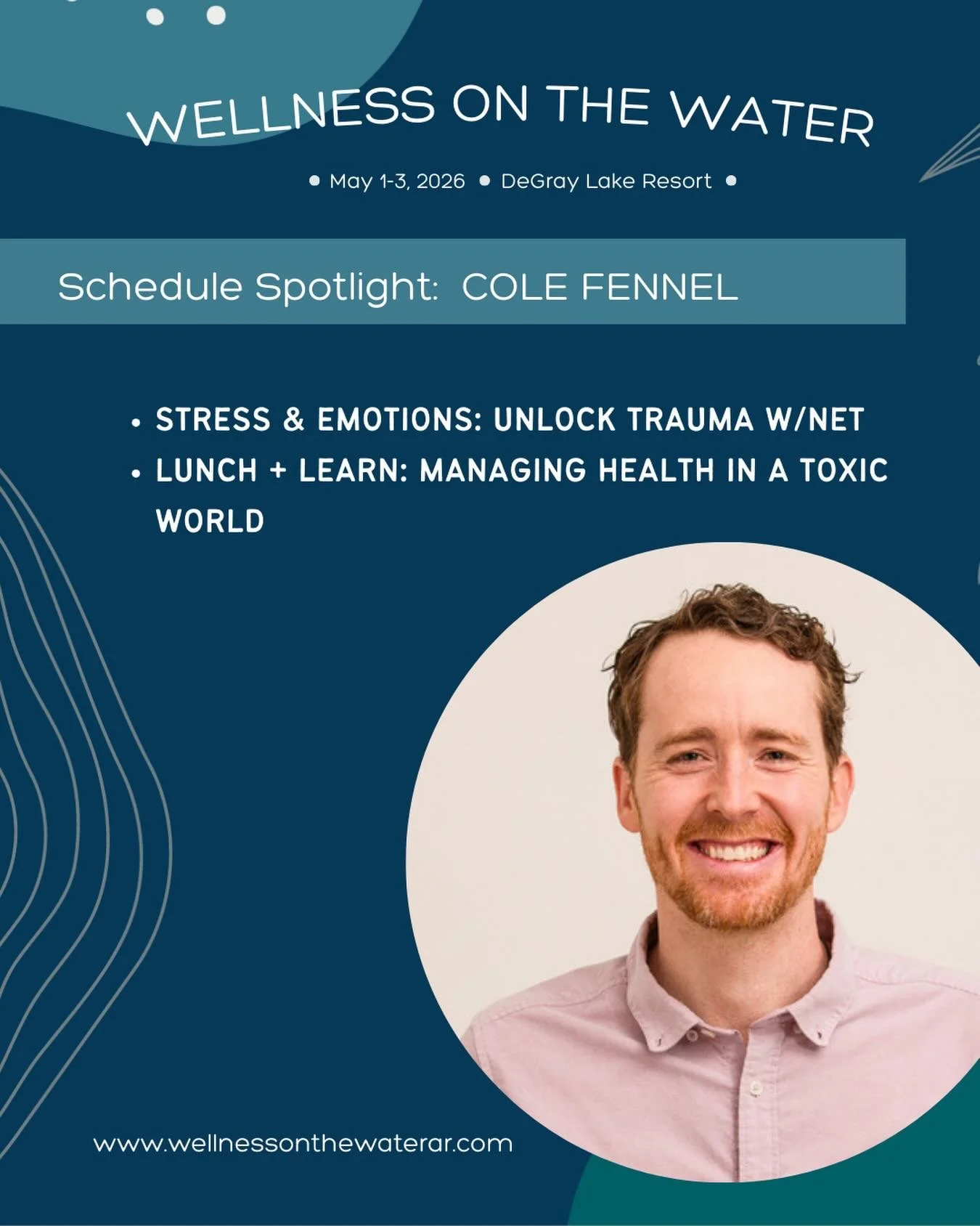 Meet Dr. Cole Fennel: This is his 3rd year to offer life-changing classes at WOTW, and we couldn&rsquo;t be happier about it! ✨
Dr. Cole is a Chiropractor and Functional Medicine Doctor in Fayetteville Arkansas who uses multiple techniques to focus o