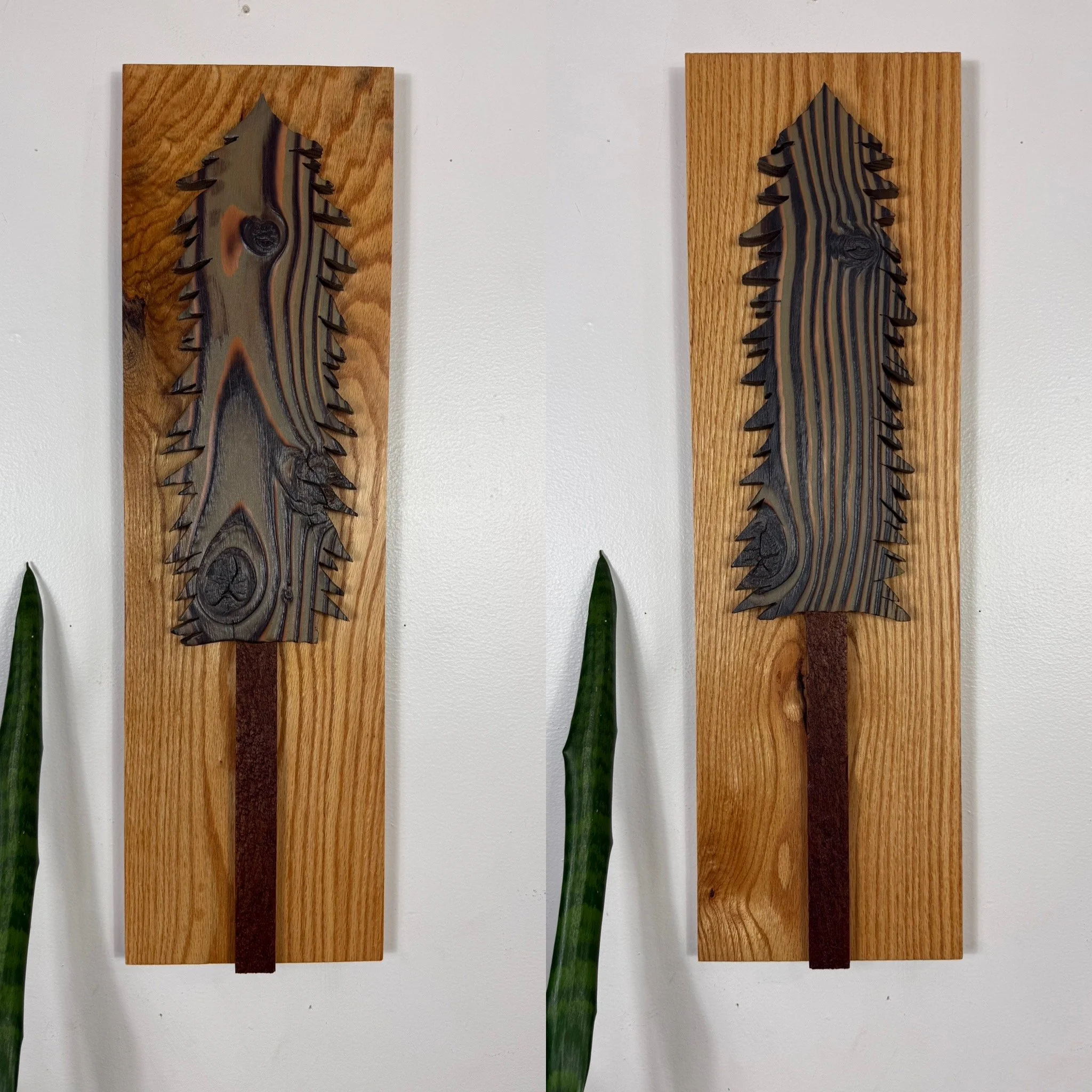 Hand Cut Large Wood Burned Trees