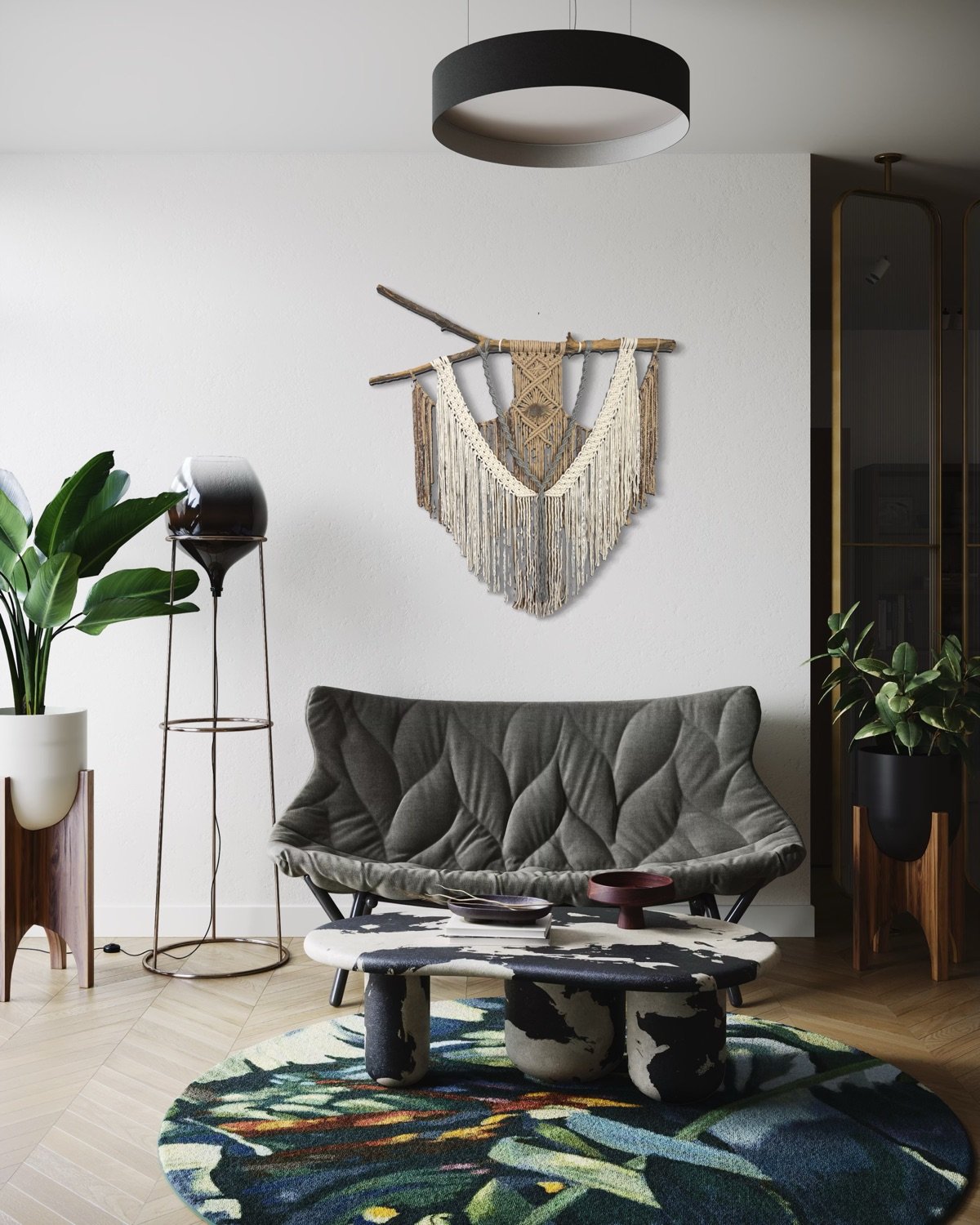 Grey Glimmer Macrame Wall Hanging