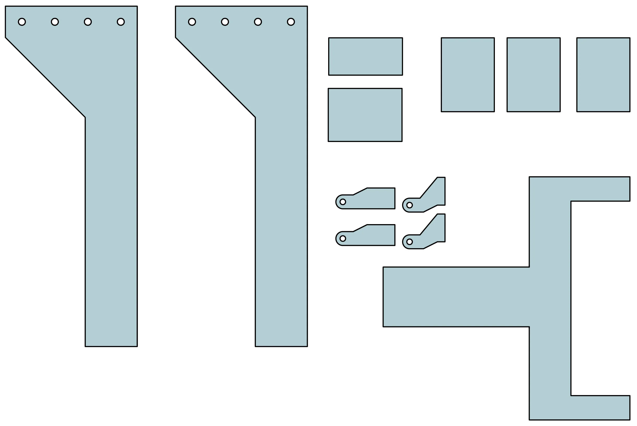 CNC-cut aluminium parts for custom arm and hook