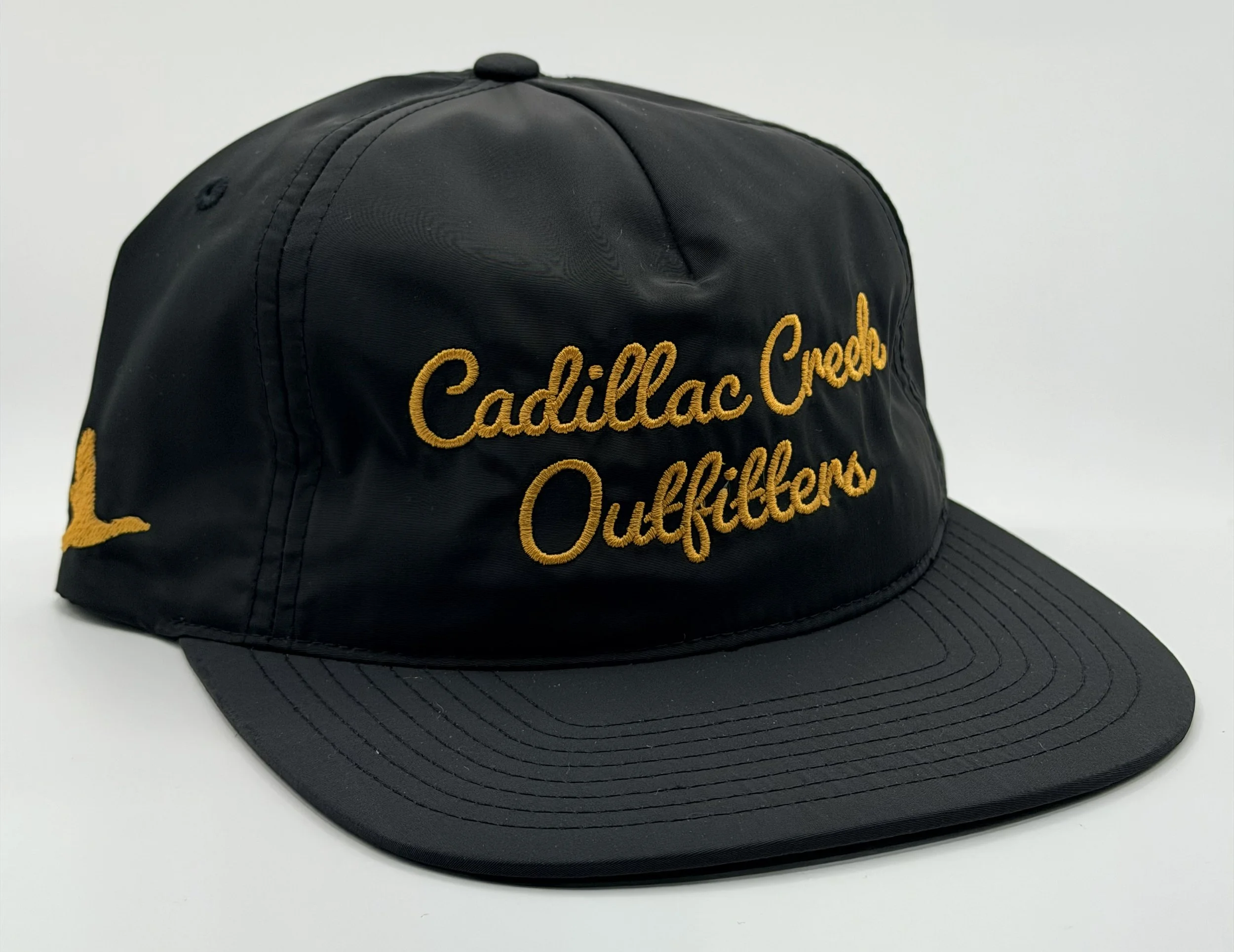 Cadillac Script Nylon Coach Cap – Black/Gold