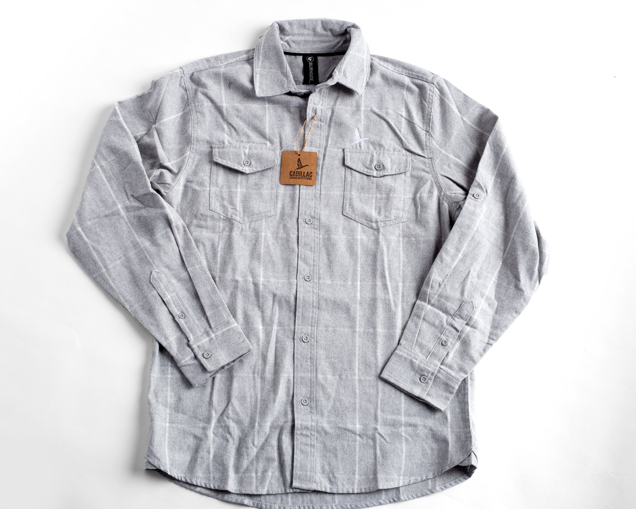 Flannel Camp Shirt - Grey/White