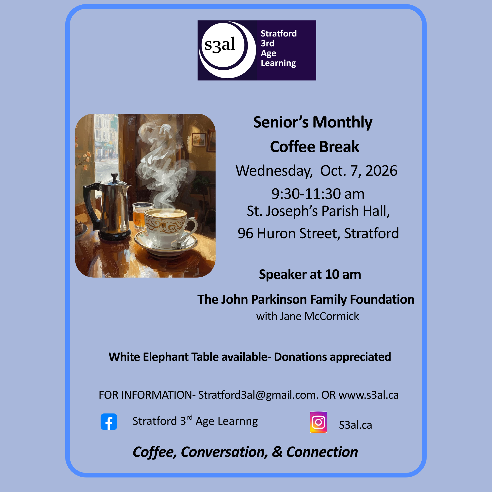 Seniors Monthly Coffee Break