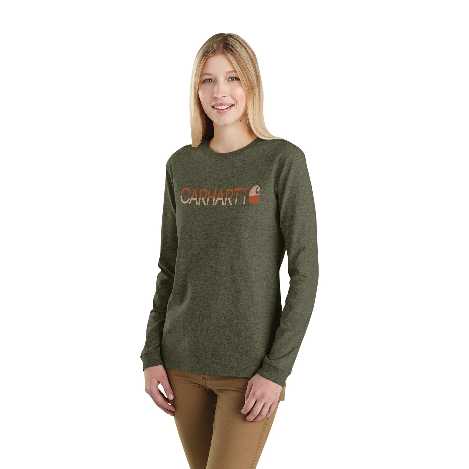 carhartt women's loose twill long sleeve jersey lined shirt