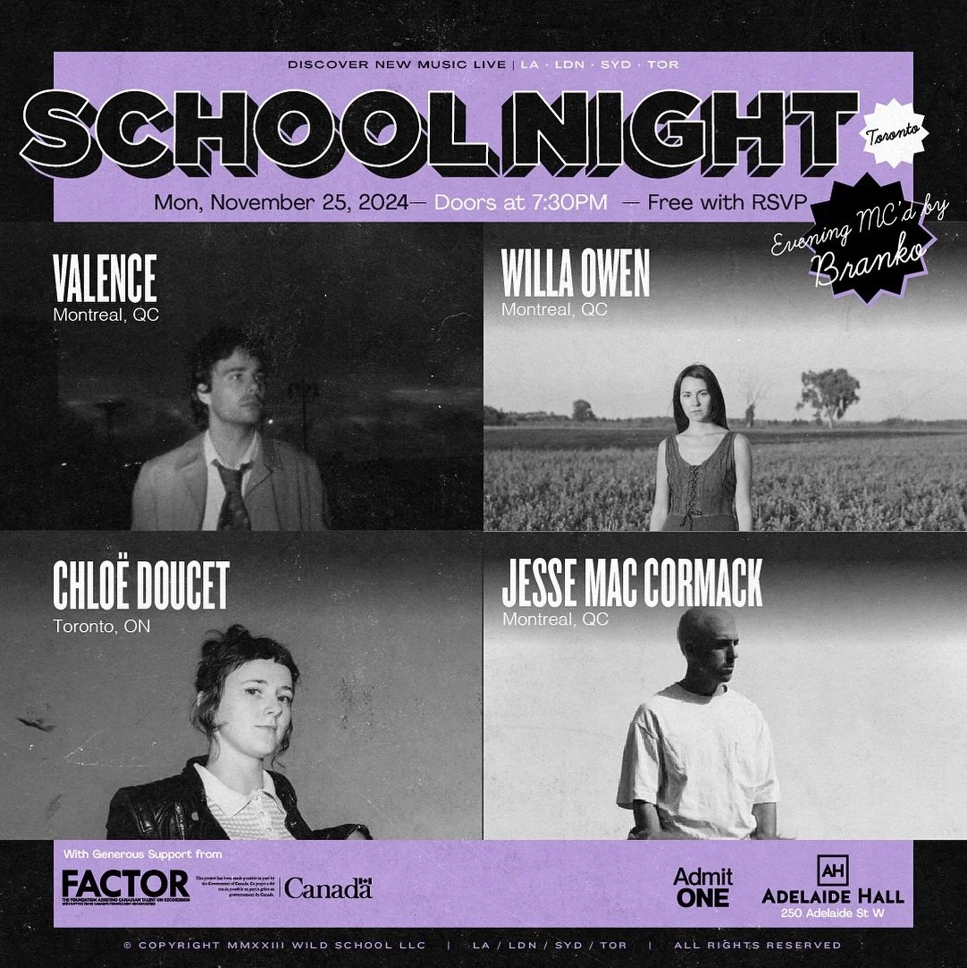TORONTO le 25 novembre!!! j&rsquo;suis trop excit&eacute;, c&rsquo;est ma premi&egrave;re fois chez vous. avec le band complet en plus!!!

TORONTO I&rsquo;m so excited to announce my first show on nov 25!!!! Adelaide Hall for School Night Toronto xox