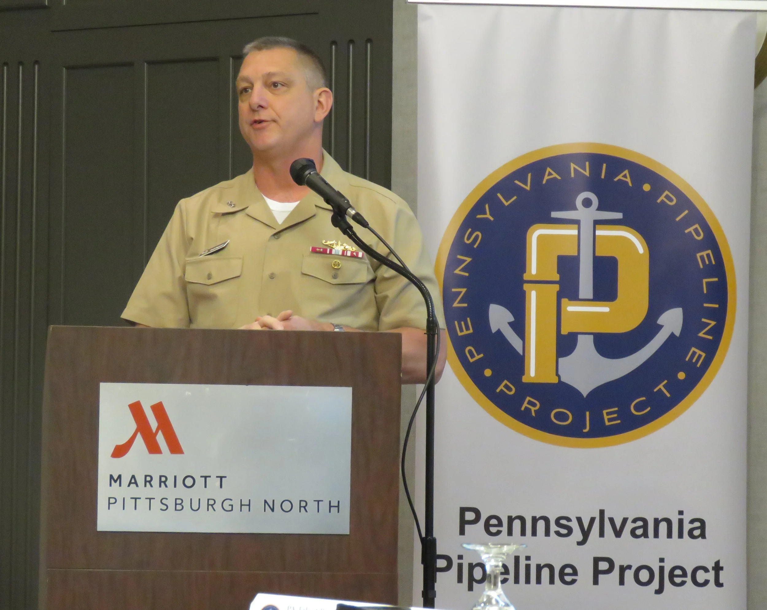  Rear Admiral Scott Pappano addresses the Pittsburgh Partnering Program Review 