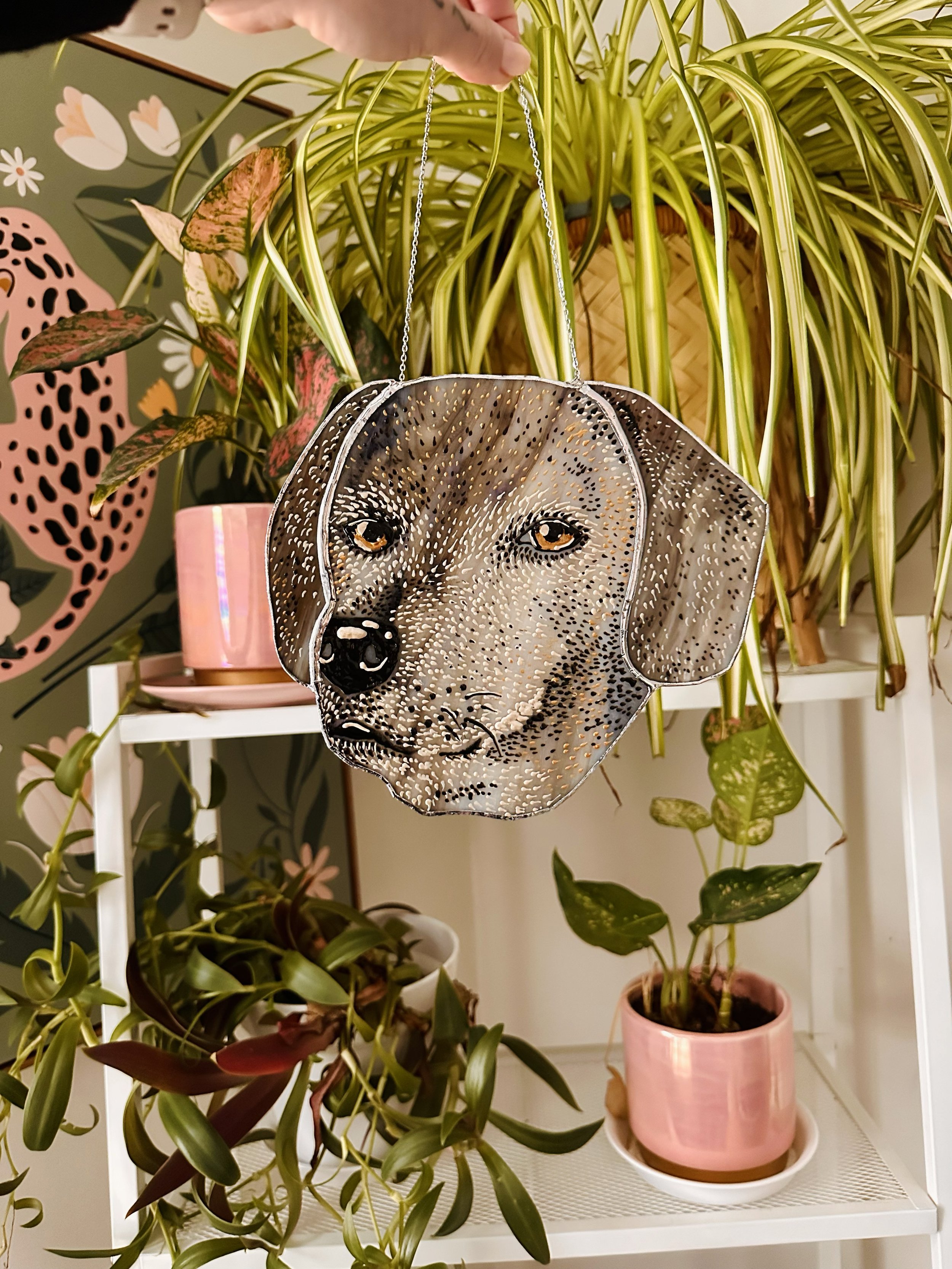 dog stained glass