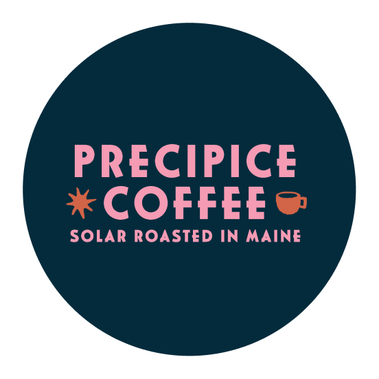 bright green logo for Precipice Coffee + Pie