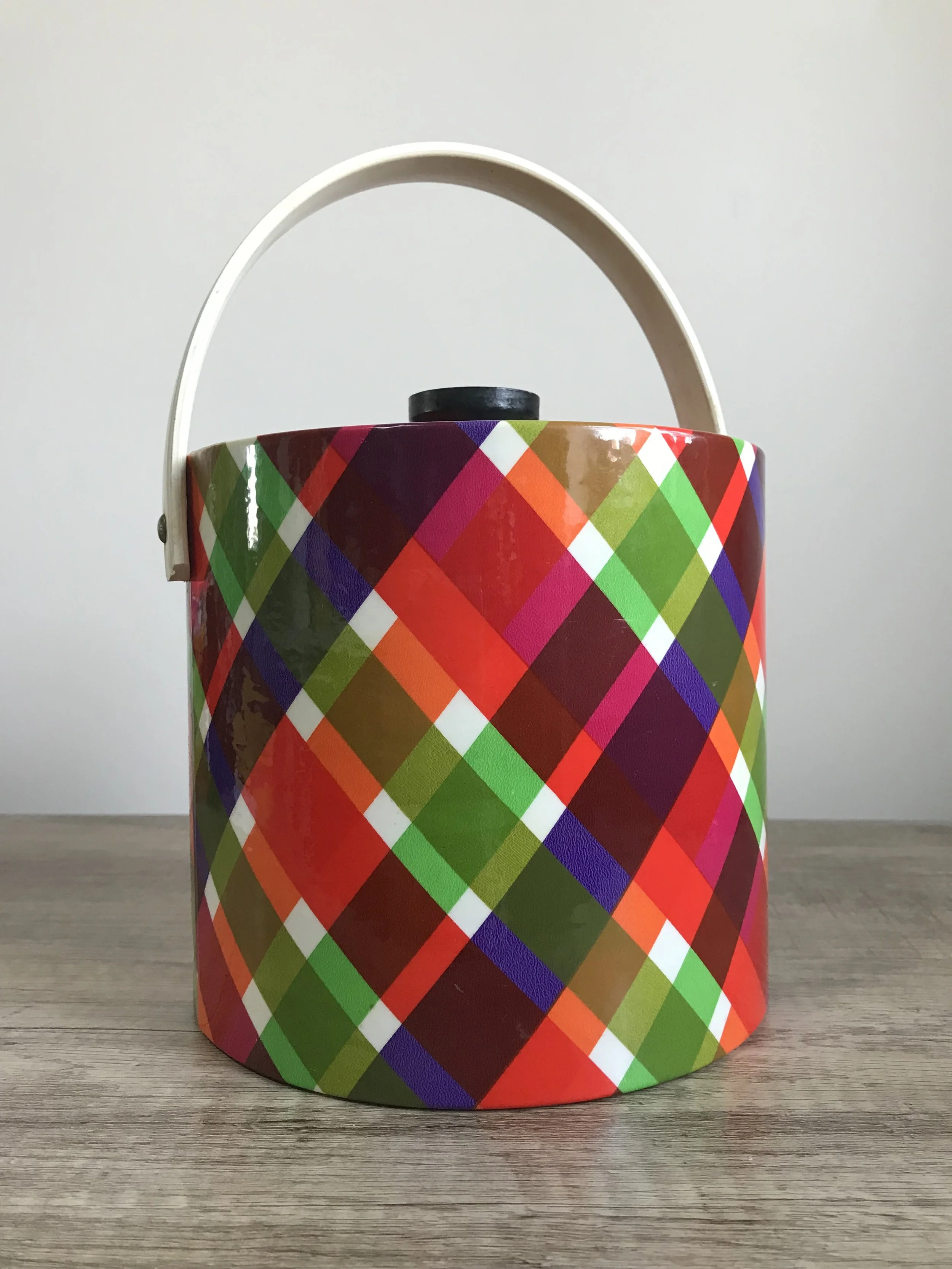 1960s Tartan Check Ice Bucket ❤️💚