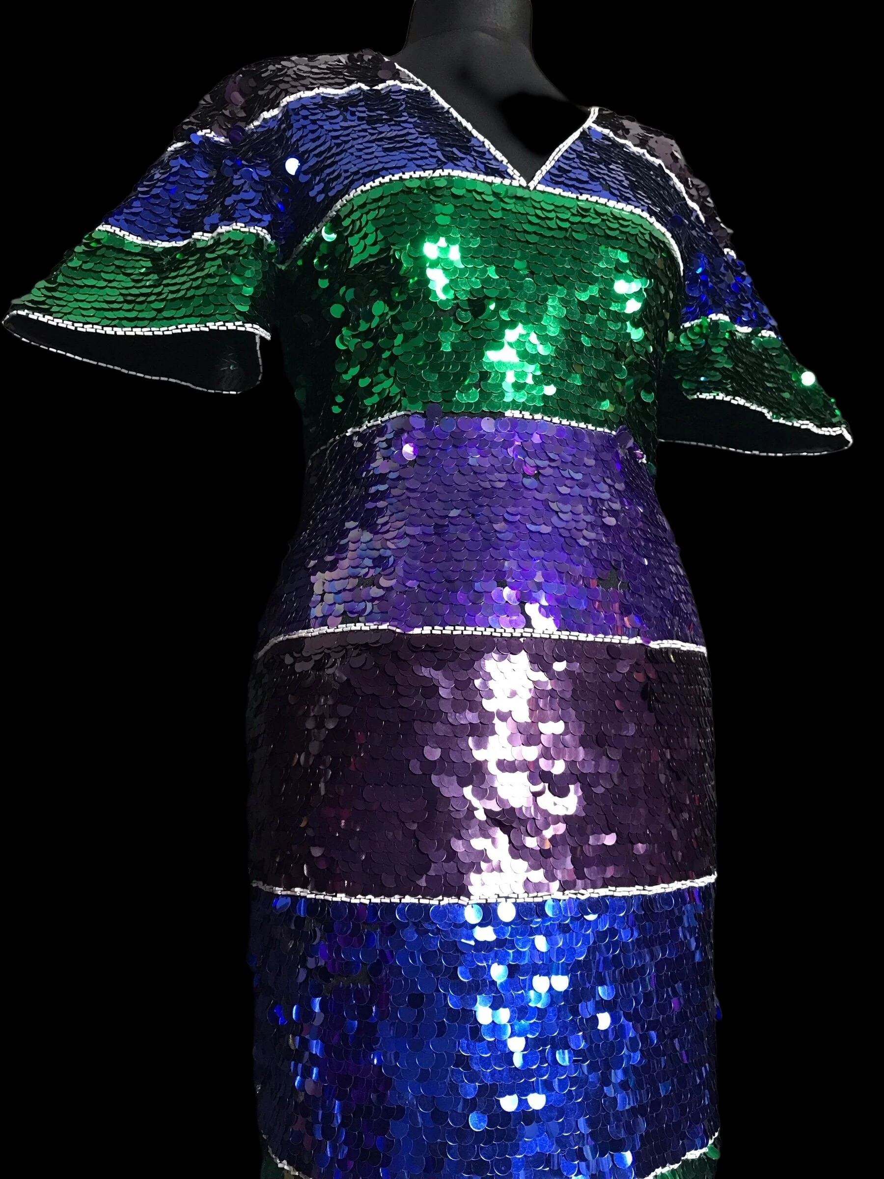 Beaded Sequin & Paillette Party Dress 💙💚💜