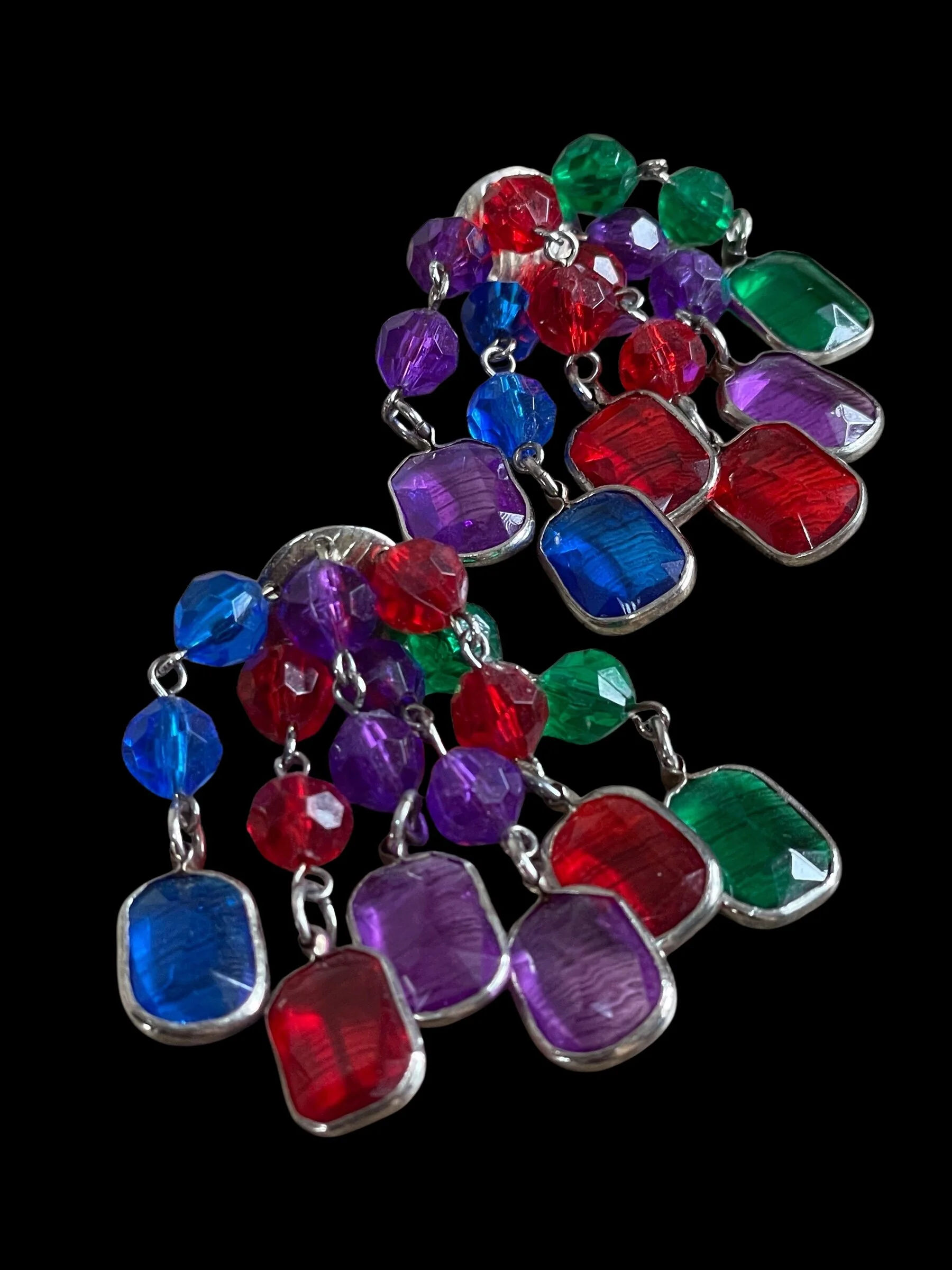 Cabochon 1980s Earrings 🌈