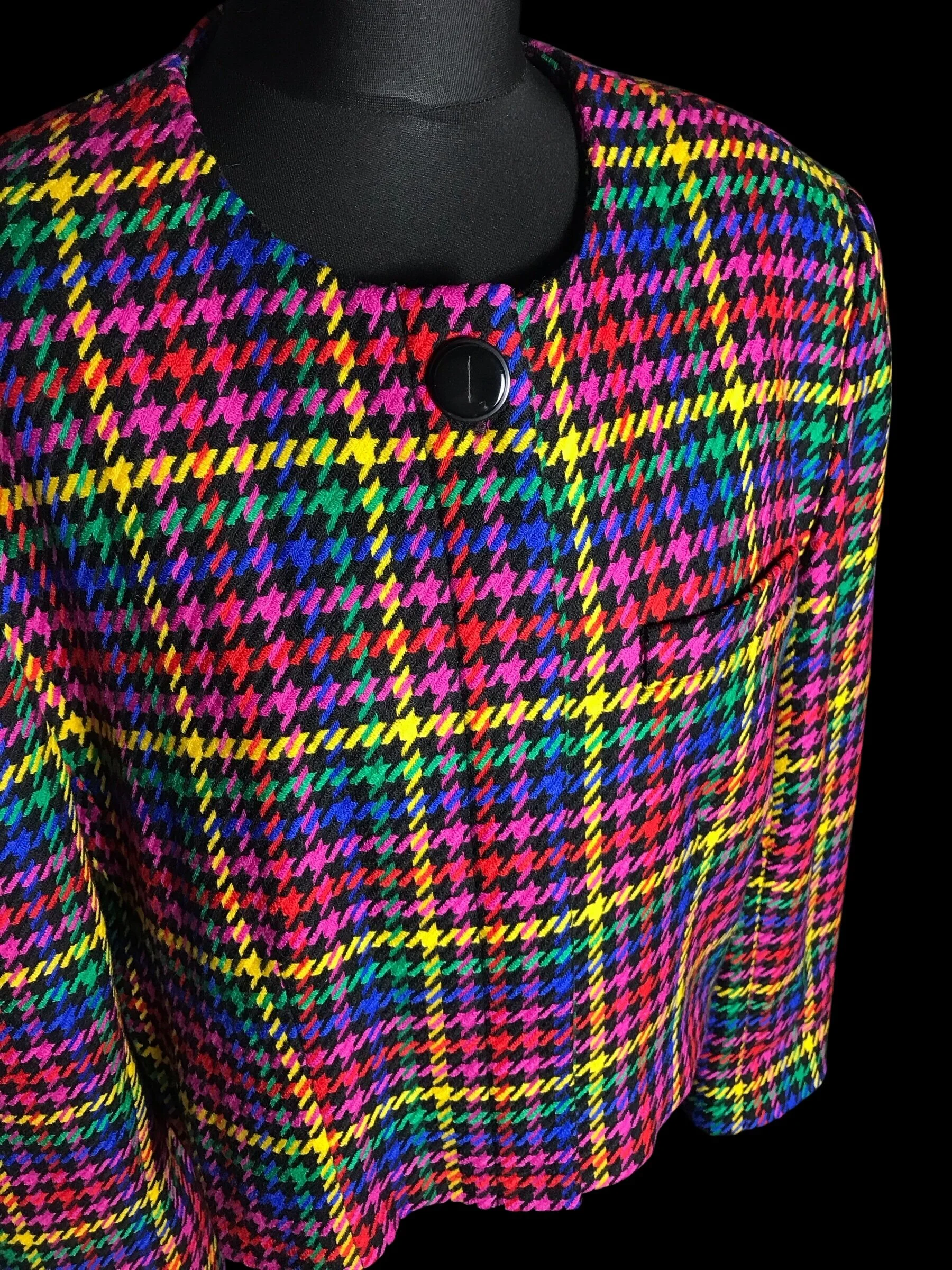 Rainbow Plaid Houndstooth Wool Jacket 🌈