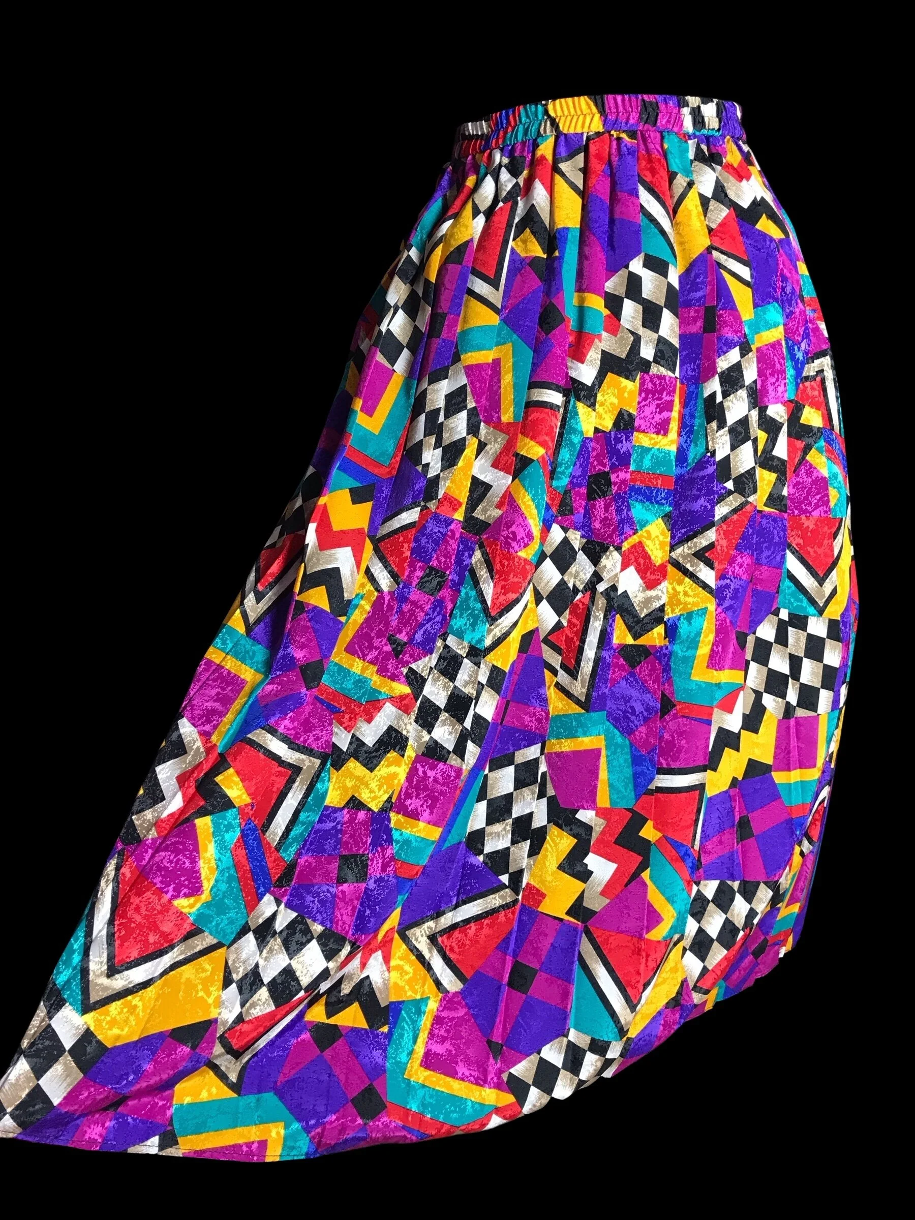 Gina Bacconi Checks and Polygons Pleated Skirt