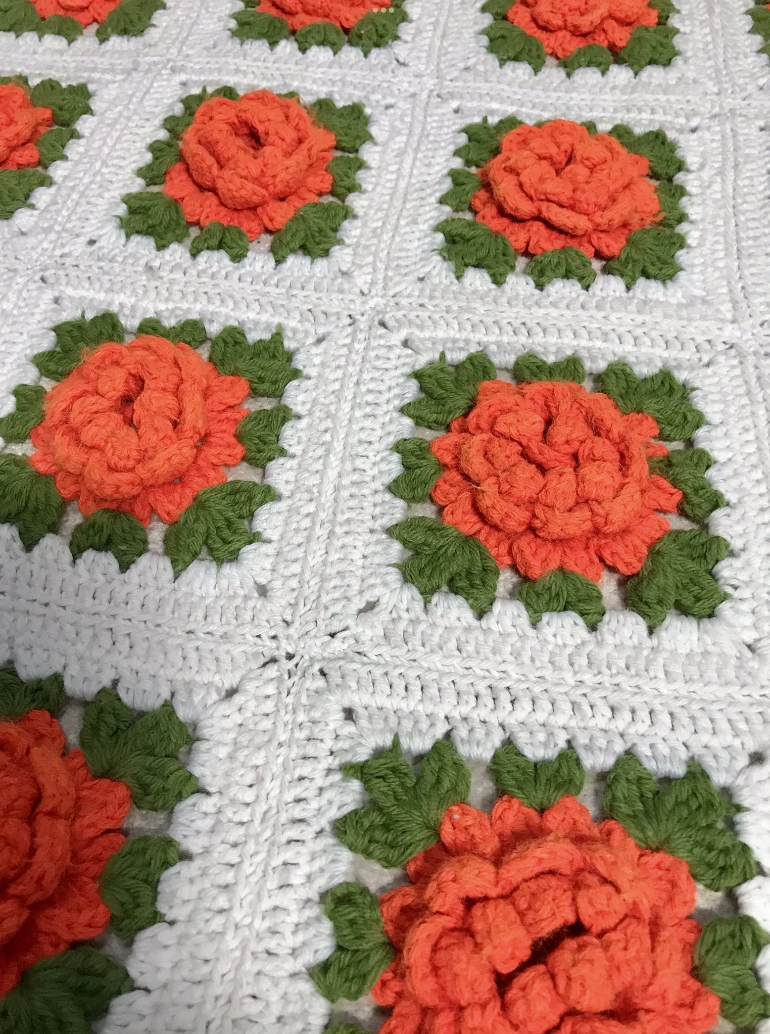 3D Orange Rose Crochet Throw 🧡