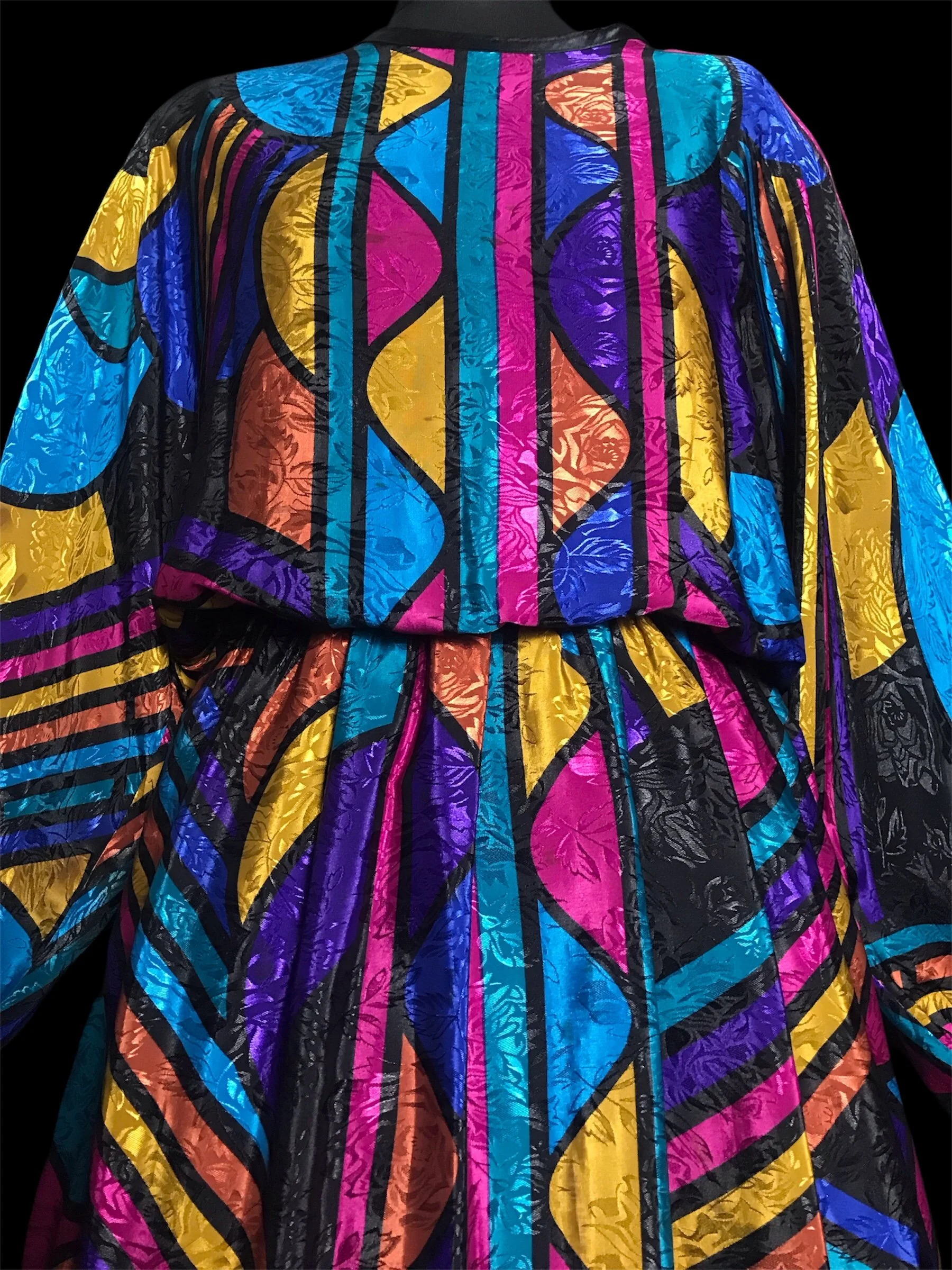 1980s Stained Glass Rainbow Midi Dress 🌈