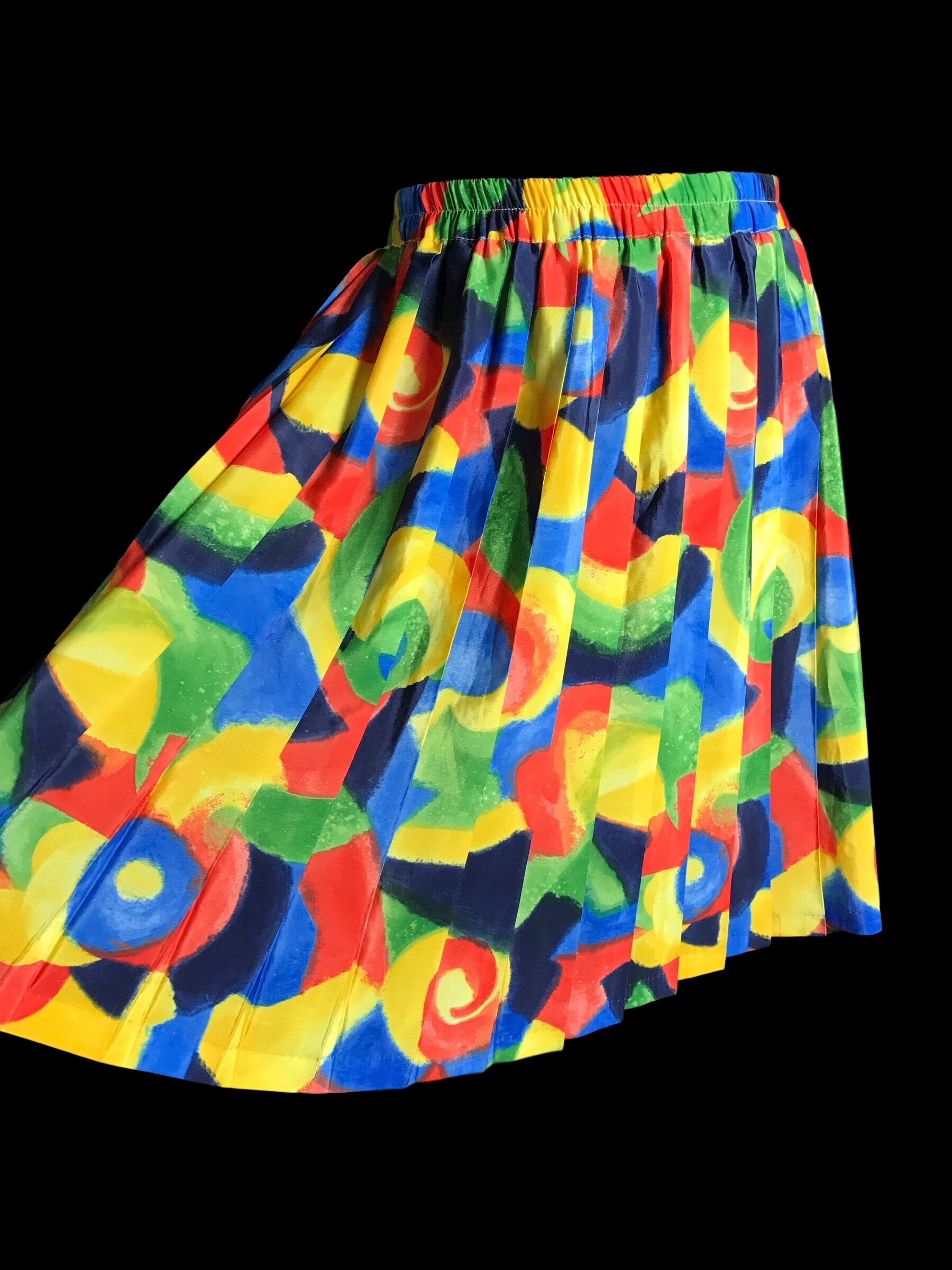 Rainbow Swirls Pleated Skirt