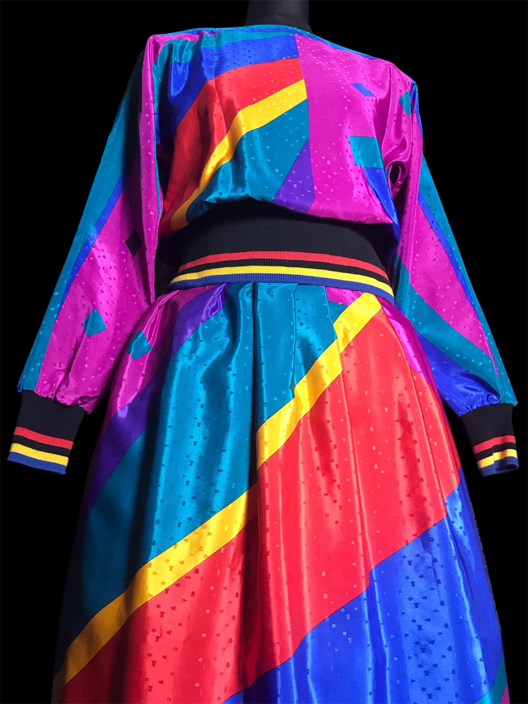 Deadstock Vintage Diagonal Colourblock Dress 💖💙❤️