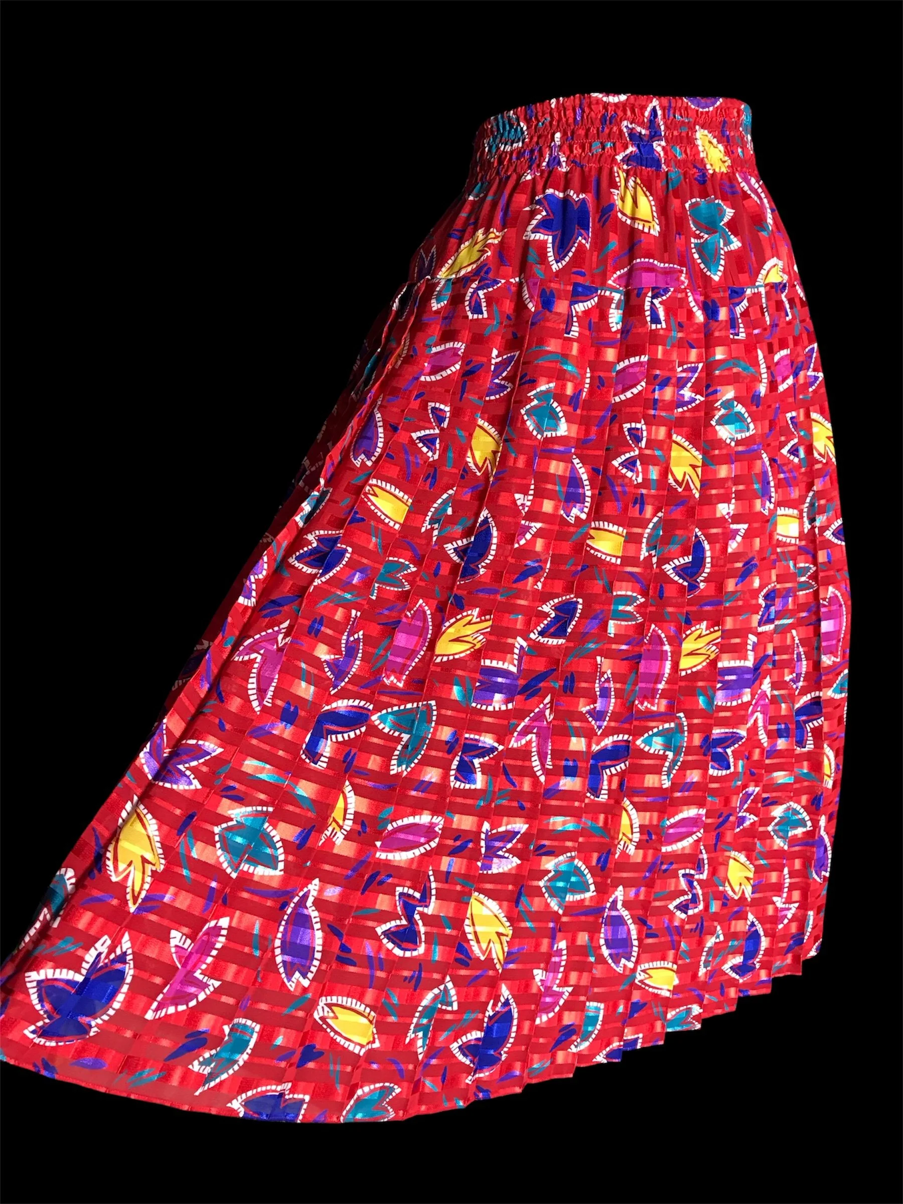 Abstract Leaf Pleated Midi Skirt ❤️