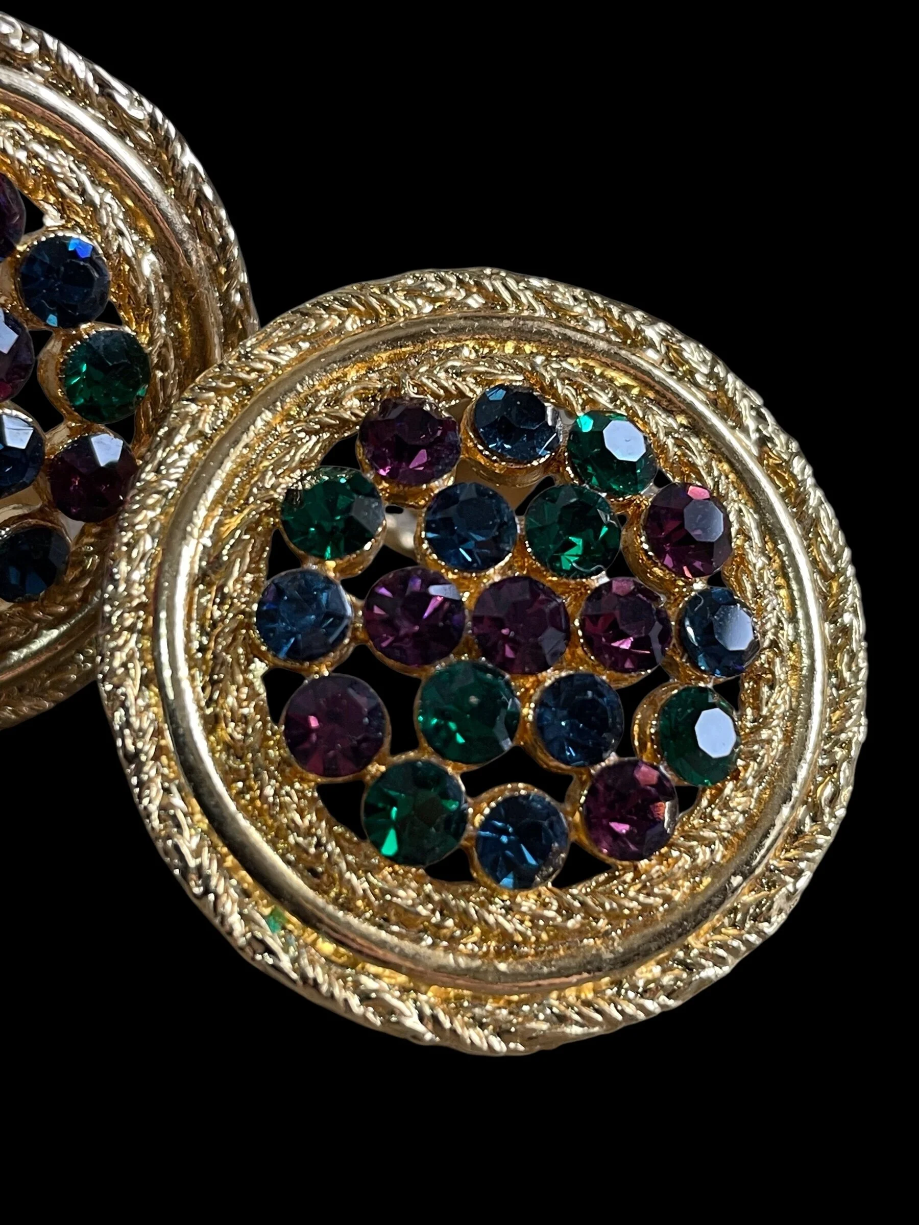 1980s Crystal Gold Earrings