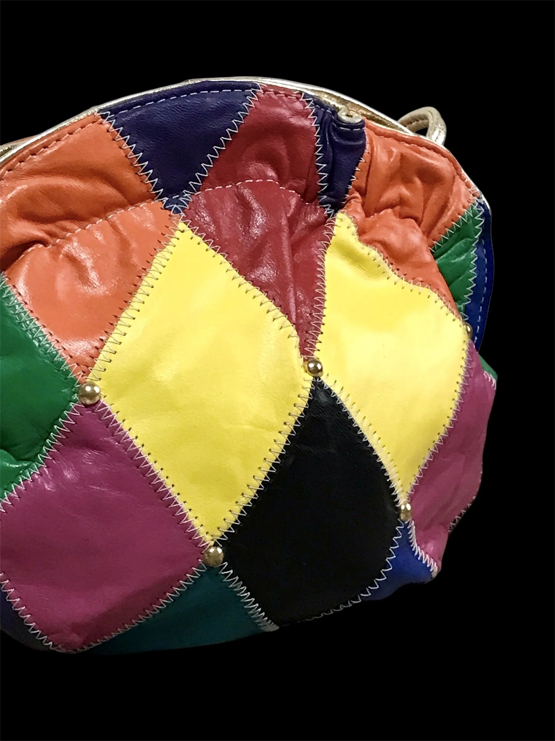 Deadstock 1980s Harlequin Colourblock Handbag