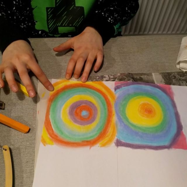 Kandinsky Circles step 4 rub the circles to blend colours.JPG