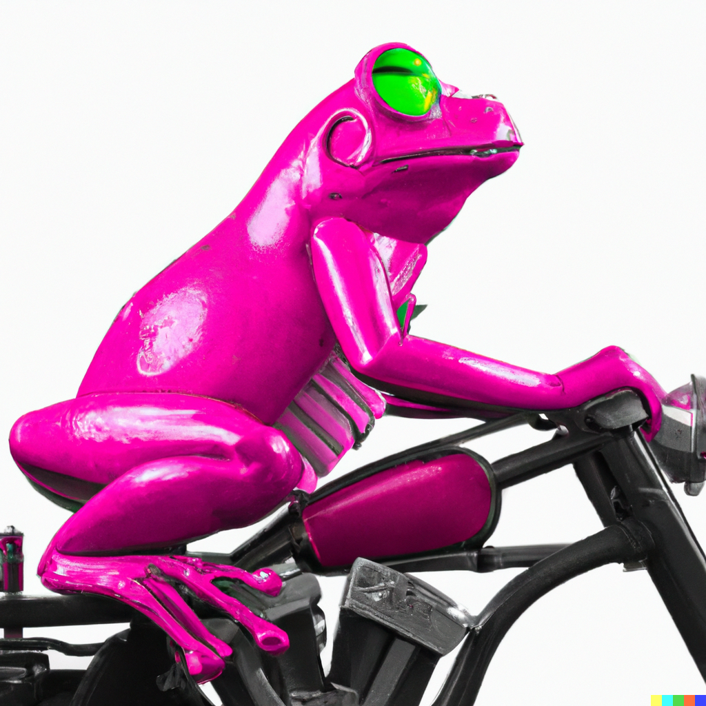 AI Art cyber punk pink frog on a bike.png