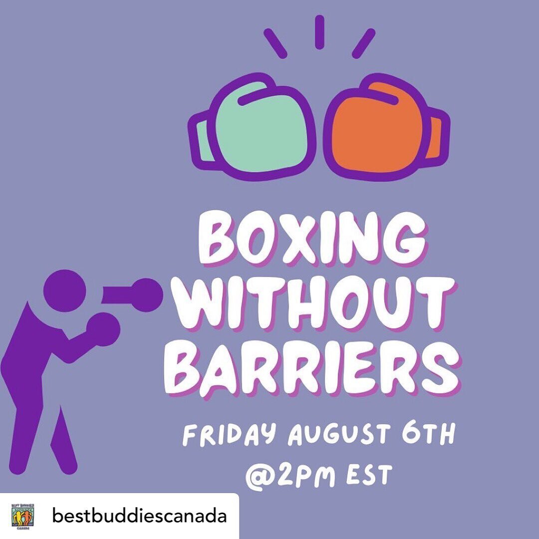 Posted @withregram &bull; @bestbuddiescanada Who&rsquo;s tuning in FRIDAY?! We will be partnering with @boxingwithoutbarriers 😎 They will be live on our IG at 2 pm EST to show us a fun boxing workout!